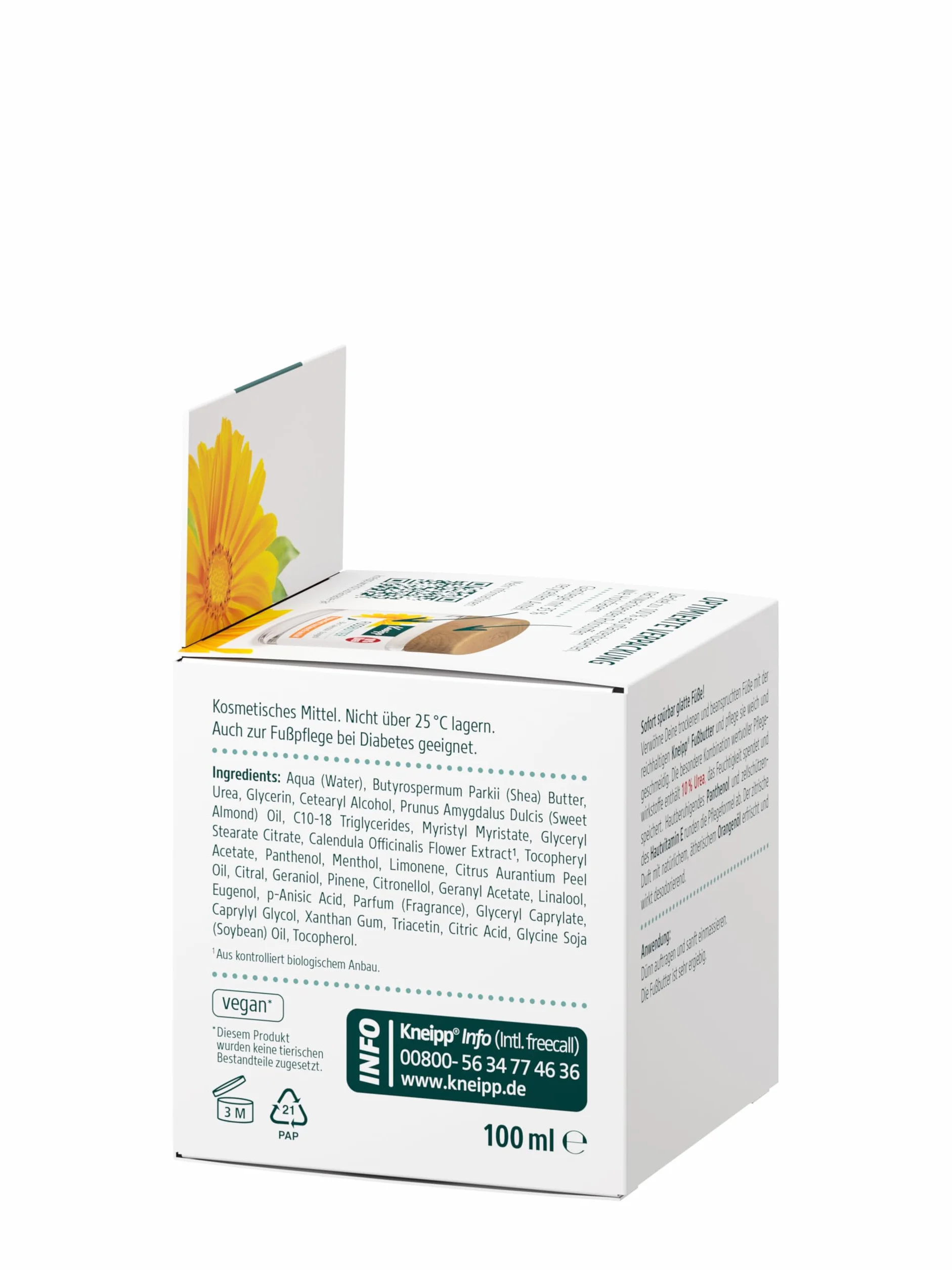 Kneipp Beurre de pied régénérant Calendula bio huile d'orange 100 ml