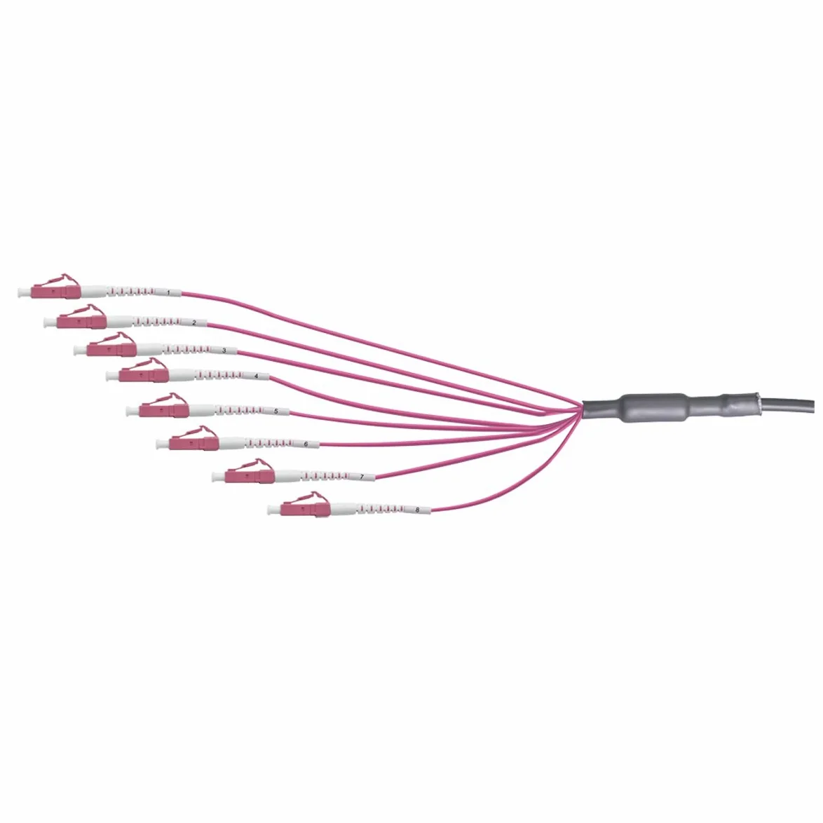 LogiLink FT2U200 – Câble de jonction à fibre optique U-DQ(ZN) soutien-gorge, (pour intérieur et extérieur), avec aide à la traction 8 fibres Multimode OM4, LC/UPC – LC/UPC, 200 m