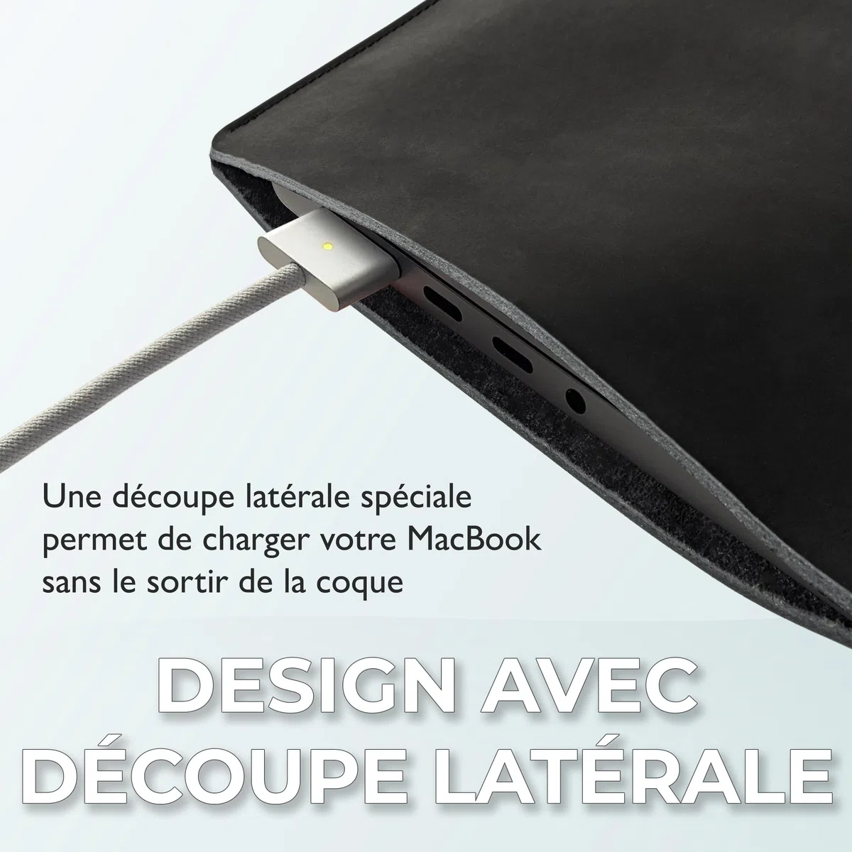 Housse en Cuir pour MacBook Air 13 Pouces (2018, 2019, 2020 - Intel, M1 / 2022, 2024, 2025 - M2, M3, M4) et pour MacBook Pro 13" (2016, 2017, 2018, 2019, 2020 - Intel, M1 / 2022 - M2) (Noir)