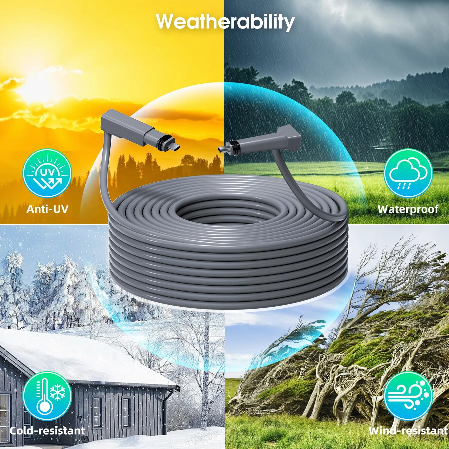 Ankndo Câble compatible avec Starlink Gen 2, 23 m (75 FT) ; câble de remplacement compatible avec Starlink Gen 2 pour satellite rectangulaire ; rallonge compatible avec Starlink
