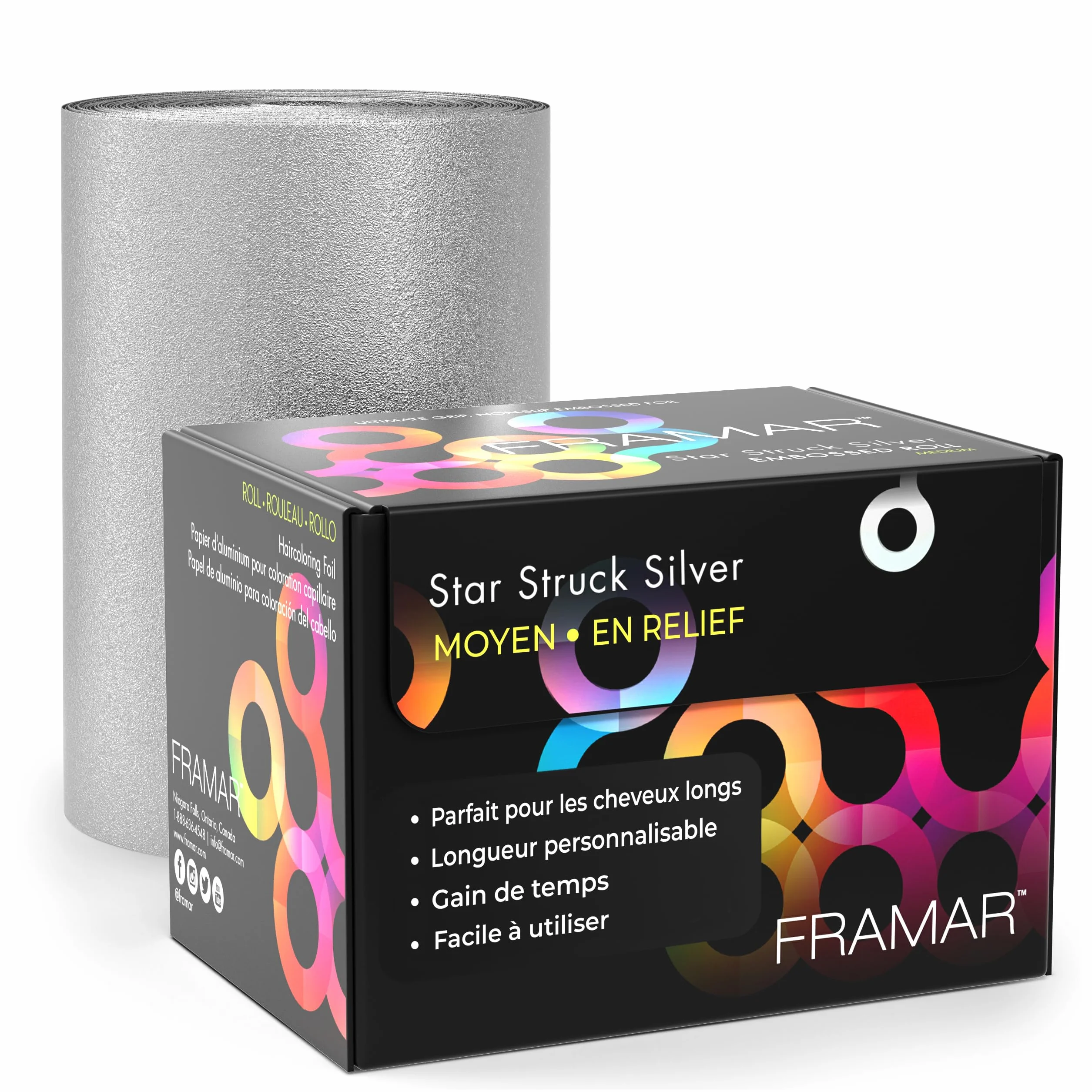 FRAMAR Papier Aluminium Coiffure Argent 97,5 mètres Professionnel