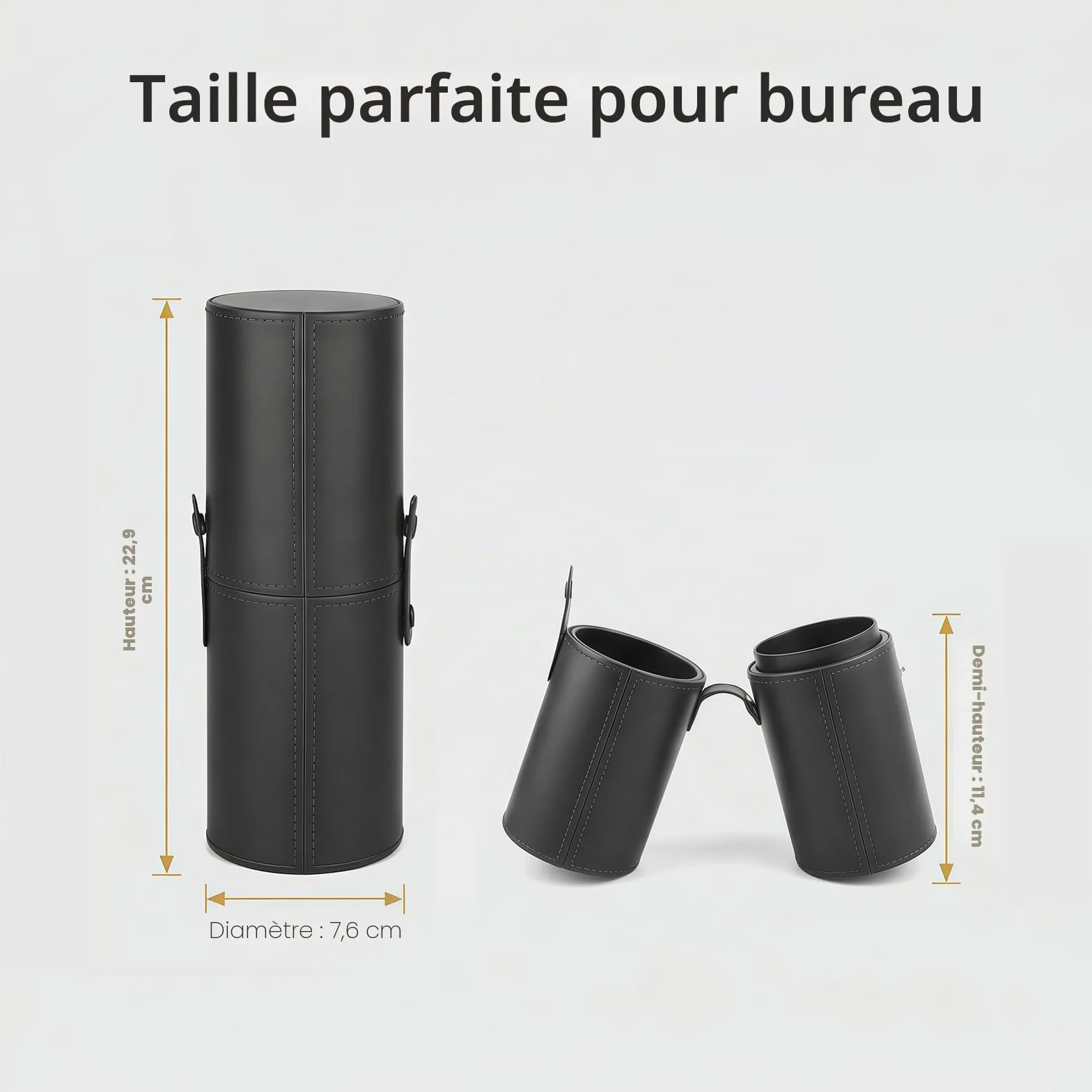 Porte-pinceaux Maquillage Vide Cuir Synthétique Noir Étui Rangement
