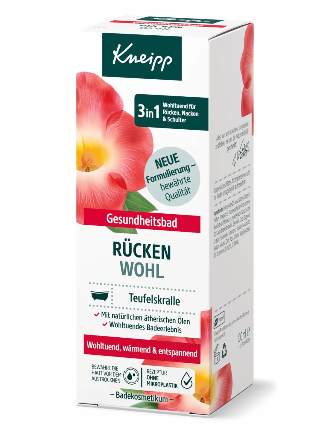 Kneipp Bain Sanitaire Pour Le Dos Huile de Bain Griffe du Diable Huiles Essentielles Lavande Cajeput 100 ml