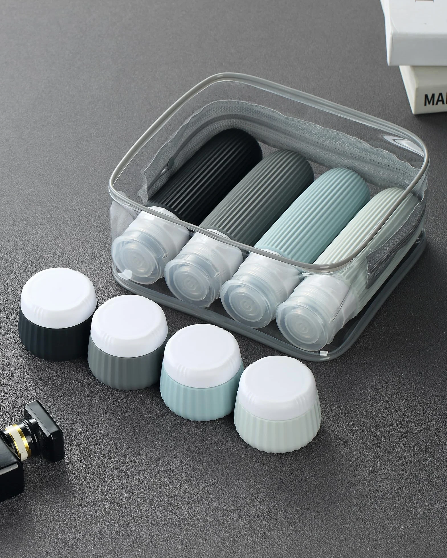 Gemice Bouteilles de voyage pour articles de toilette 8 pack, TSA Approved 90ml, Contenants de voyage transparents