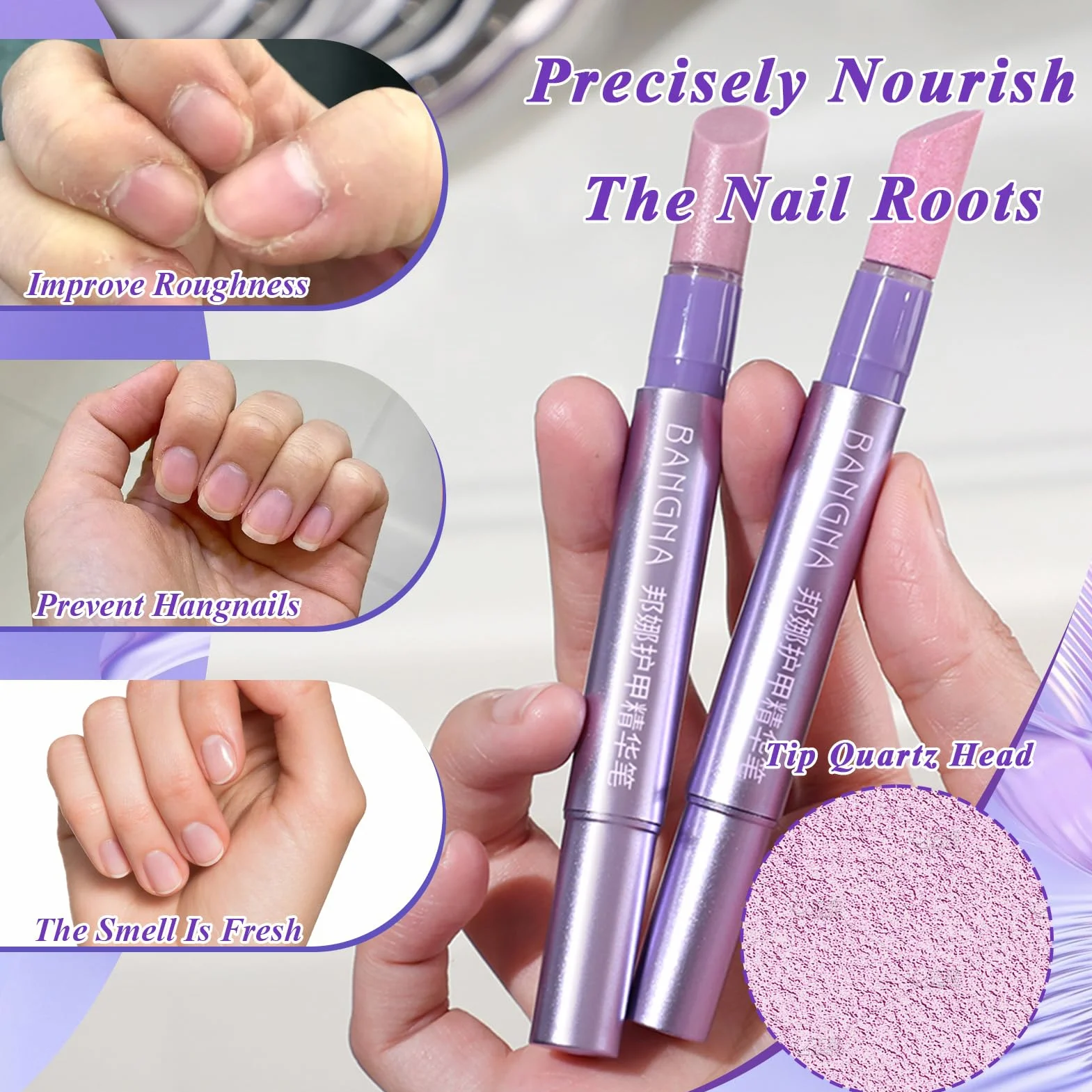 Lot de 2 bâtons de soin des ongles 3 en 1 - Stylo à huile pour cuticules - Réparation des fissures et ongles secs