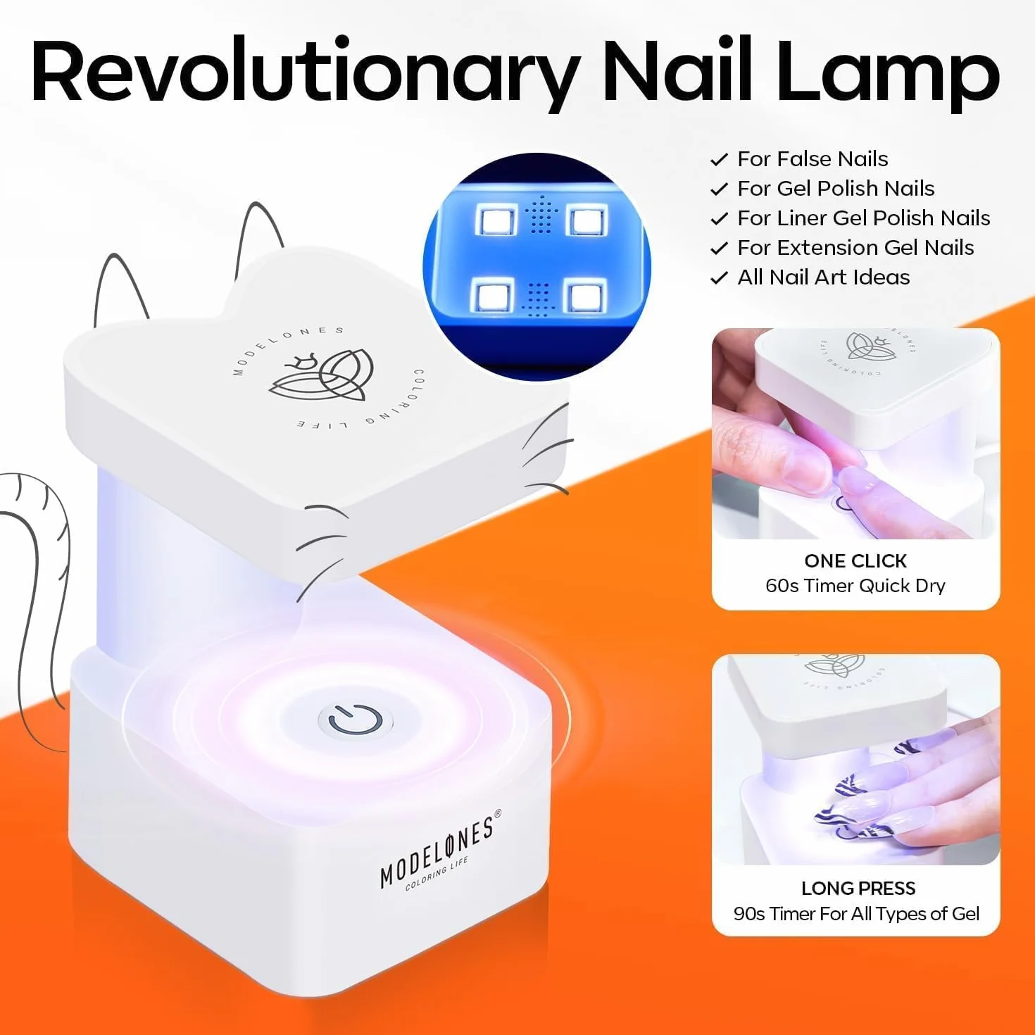 Modelones Capsule Americaine Ongle Gel Kit Complet 500 Pcs Faux Ongles 4 In 1 Gummy Base Lampe Uv