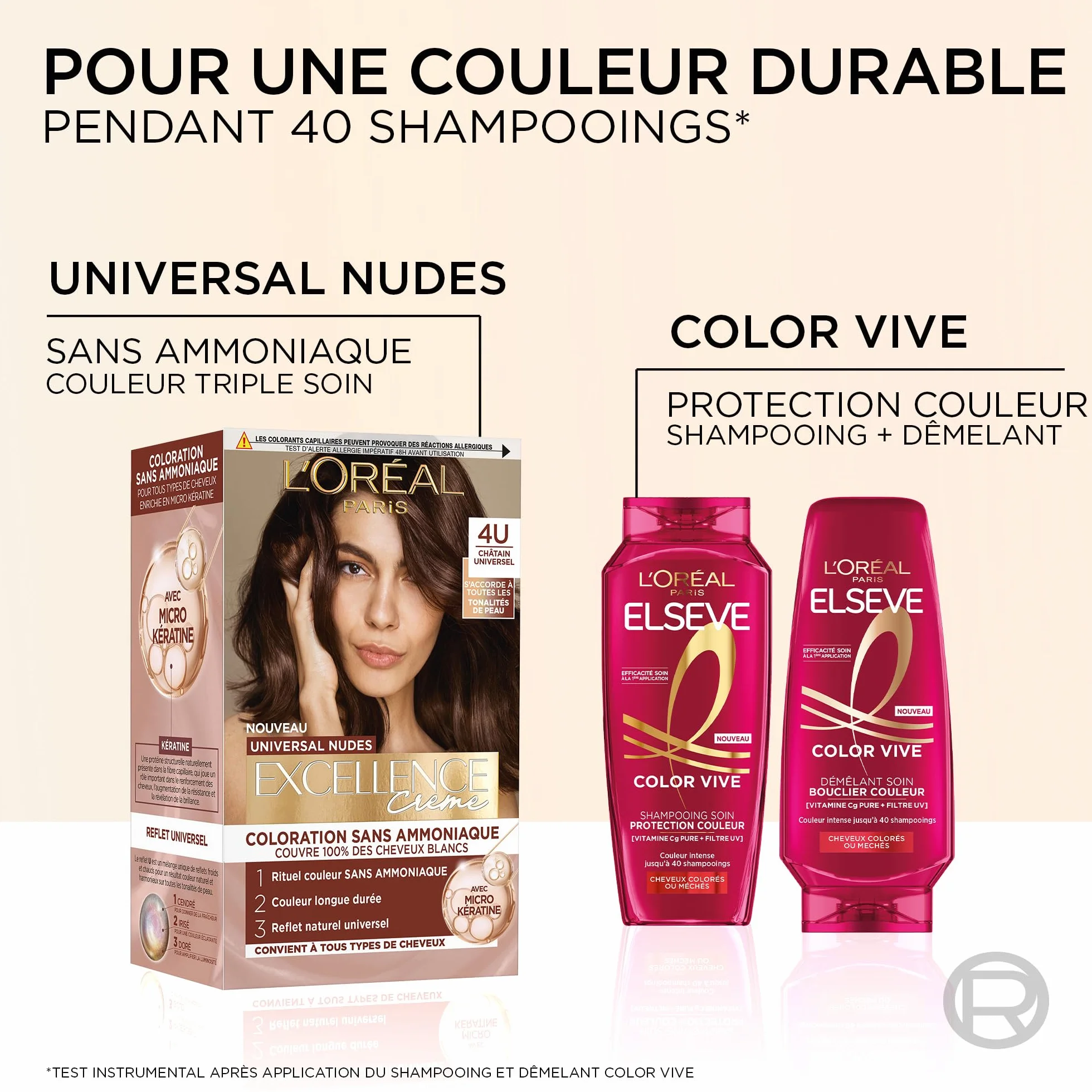 L’ORÉAL PARIS Excellence Crème Universal Nudes Coloration Cheveux Permanente Blond Très Clair Universel (9U) 100% Cheveux Blancs