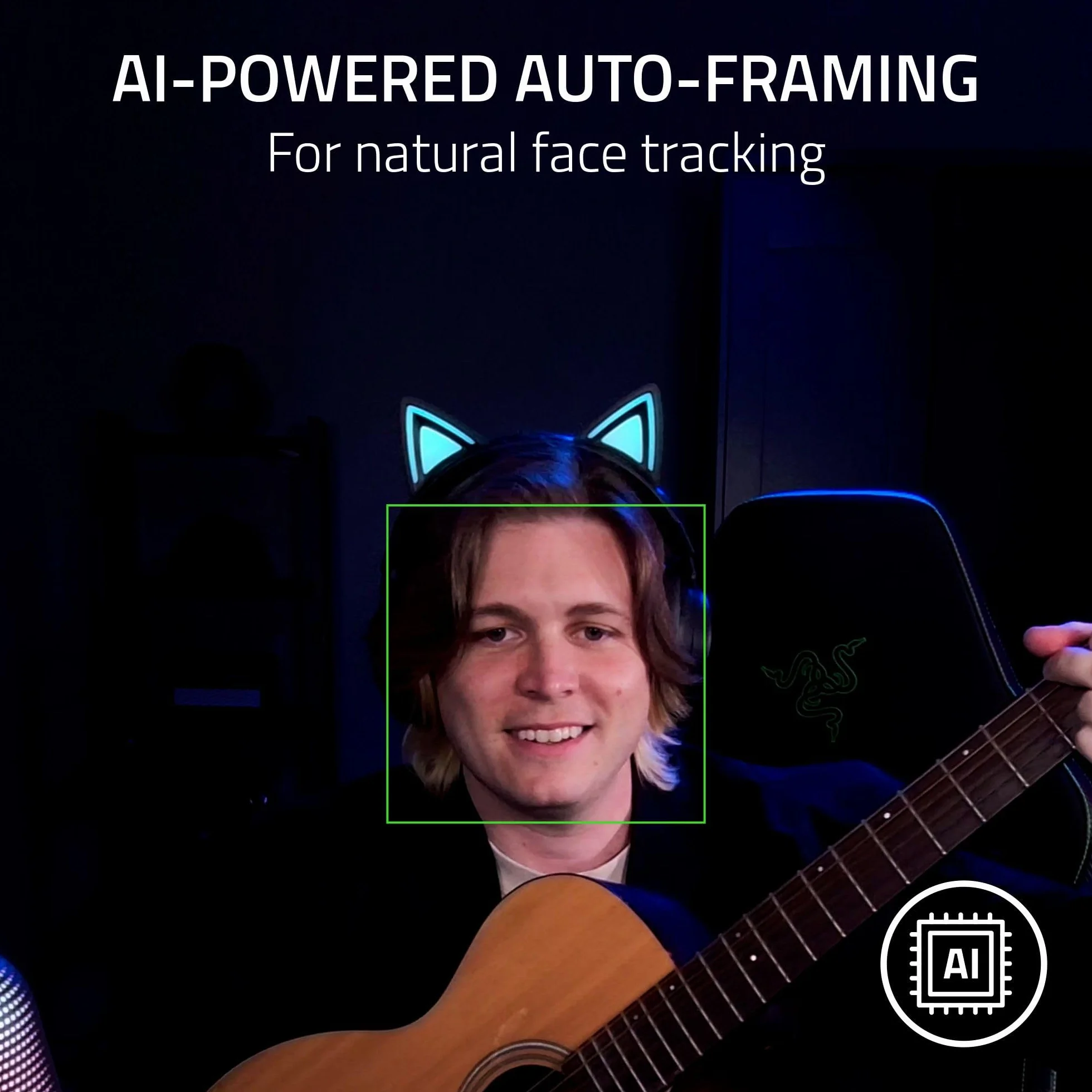 Razer Webcam de Streaming Kiyo V2 : 4K 30 FPS, 1080p 60 FPS - Cadrage Automatique alimenté par l'IA - Microphone intégré - Objectif d'angle Ultra Large - Protection de la Vie privée - Fonctionne avec