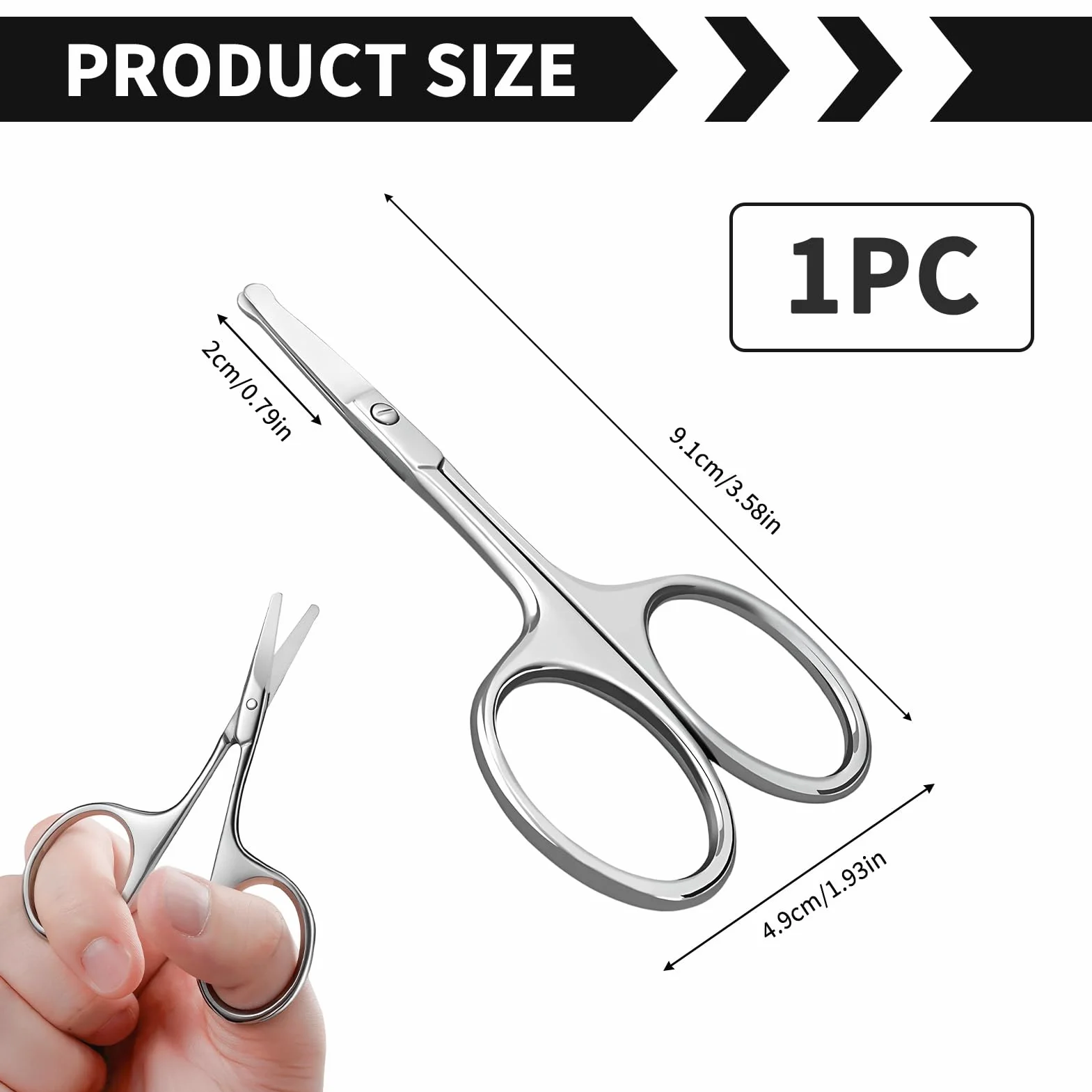 Ciseaux Ongles Bout Rond Jetstream, Petits Ciseaux Extrêmement Tranchants pour Ongles Doigts et Orteils, Argenté