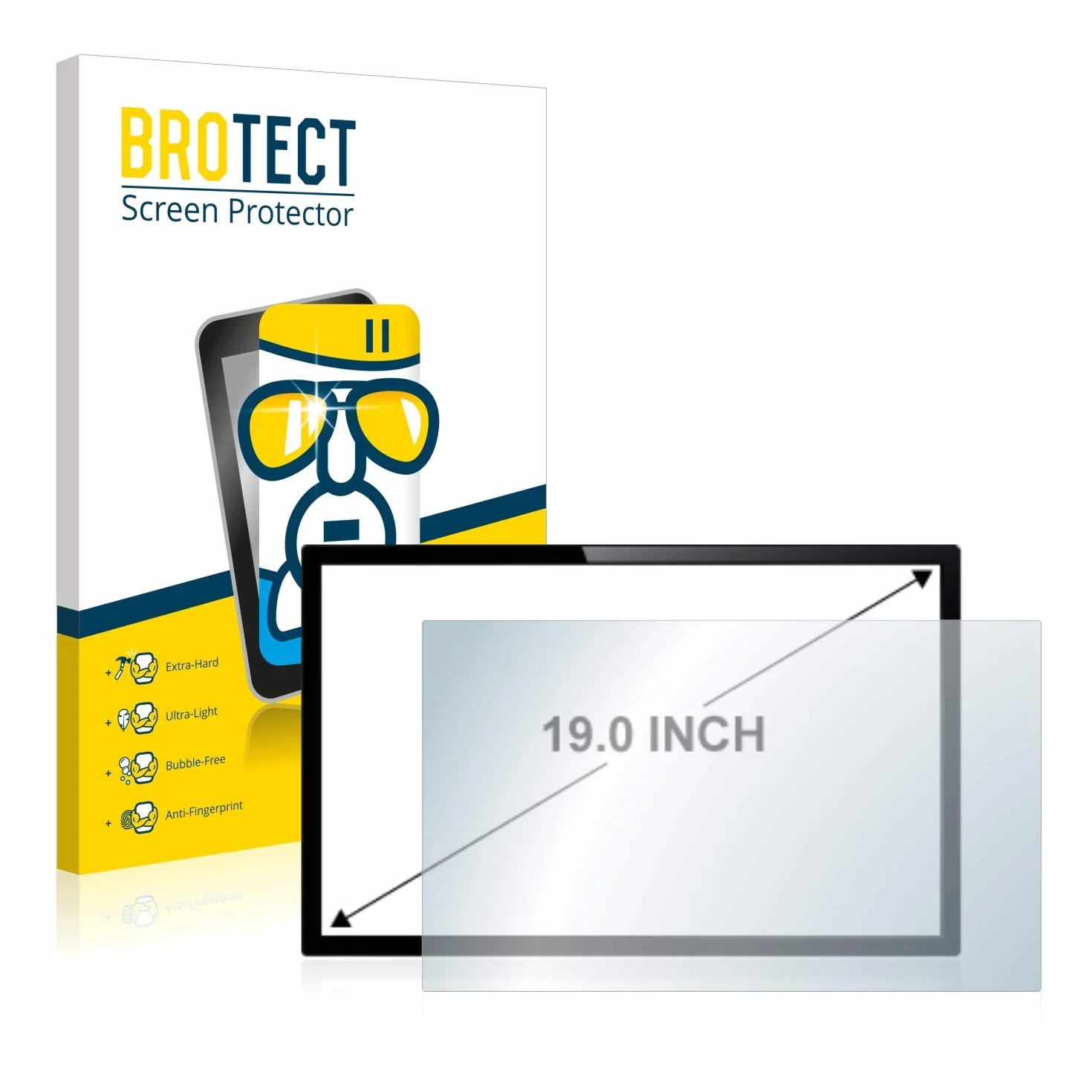 brotect 19" Protection Écran Verre pour PC à écran tactile 19,0 pouces 48.3 cm 410.9 mm x 257 mm 16:10 Anti-Rayures Transparent