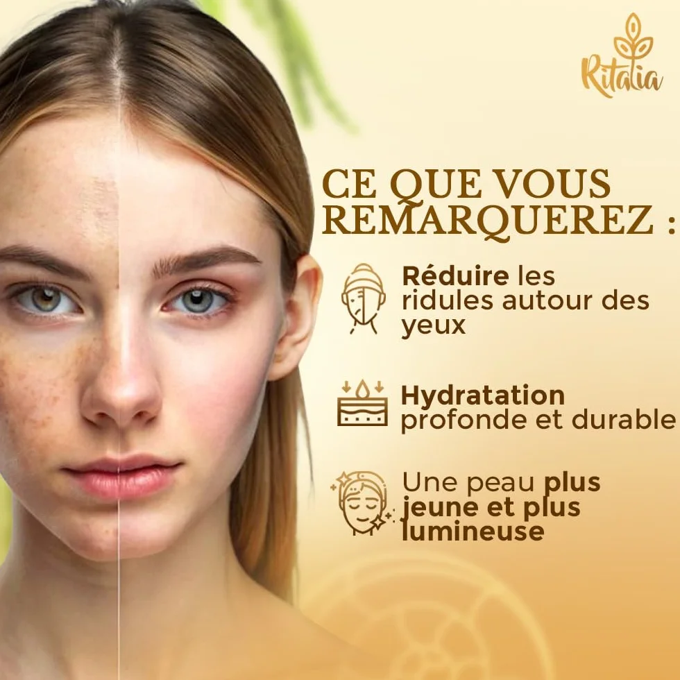 Crème visage Ritalia à la bave d'escargot 75% acide hyaluronique pur anti-rides hydratante 100 ml bio