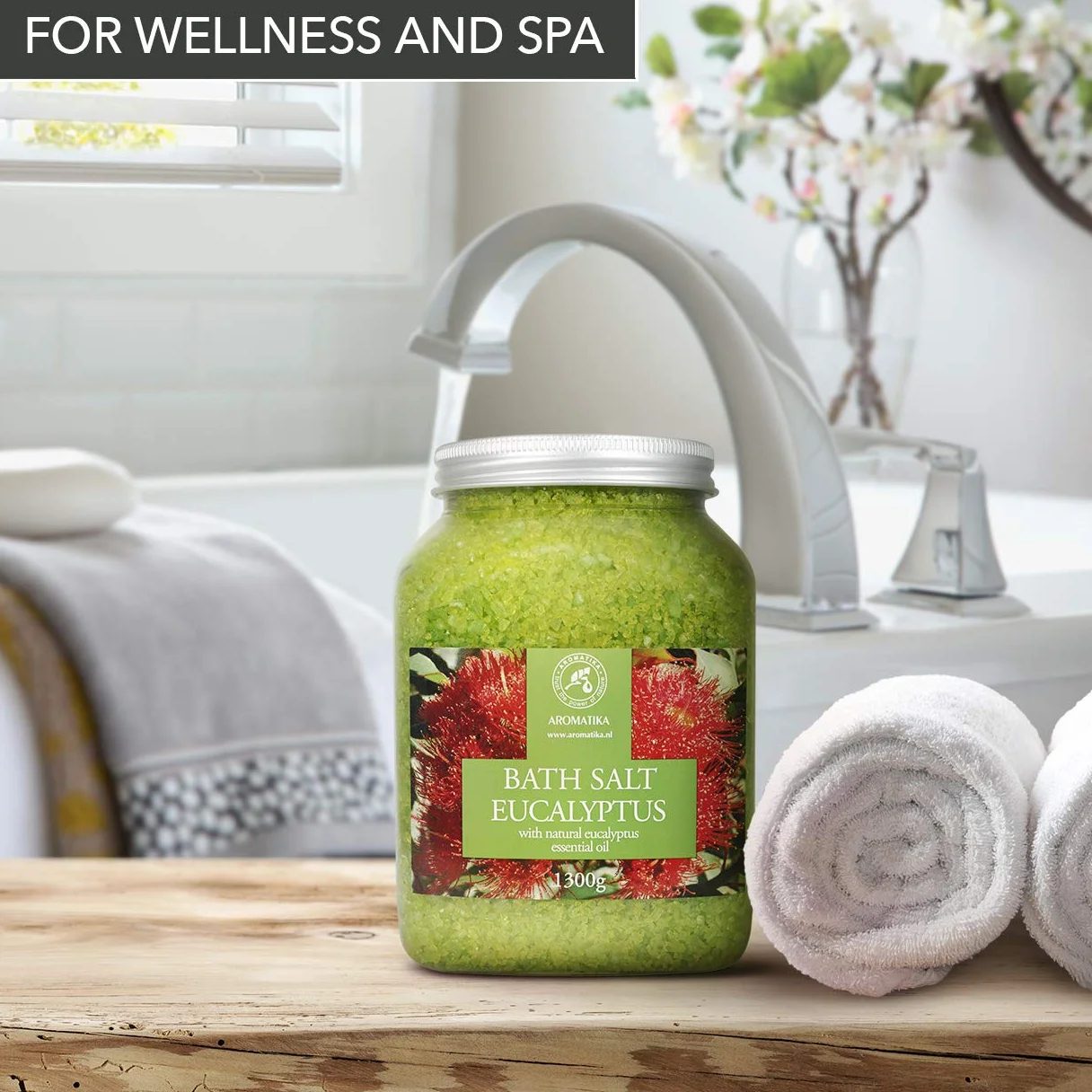 Sel de Mer Eucalyptus 1300g - Sels de Bain à l'Eucalyptus - Détente - Soins du Corps