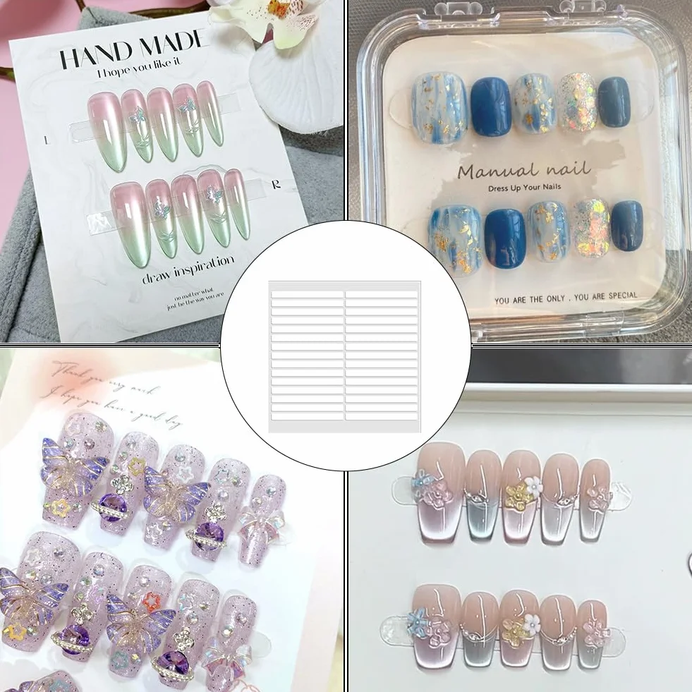 Craspire 12Pcs Ruban À Ongles Double Face Transparent Amovible Nail Art Adhésif Outils De Fixation