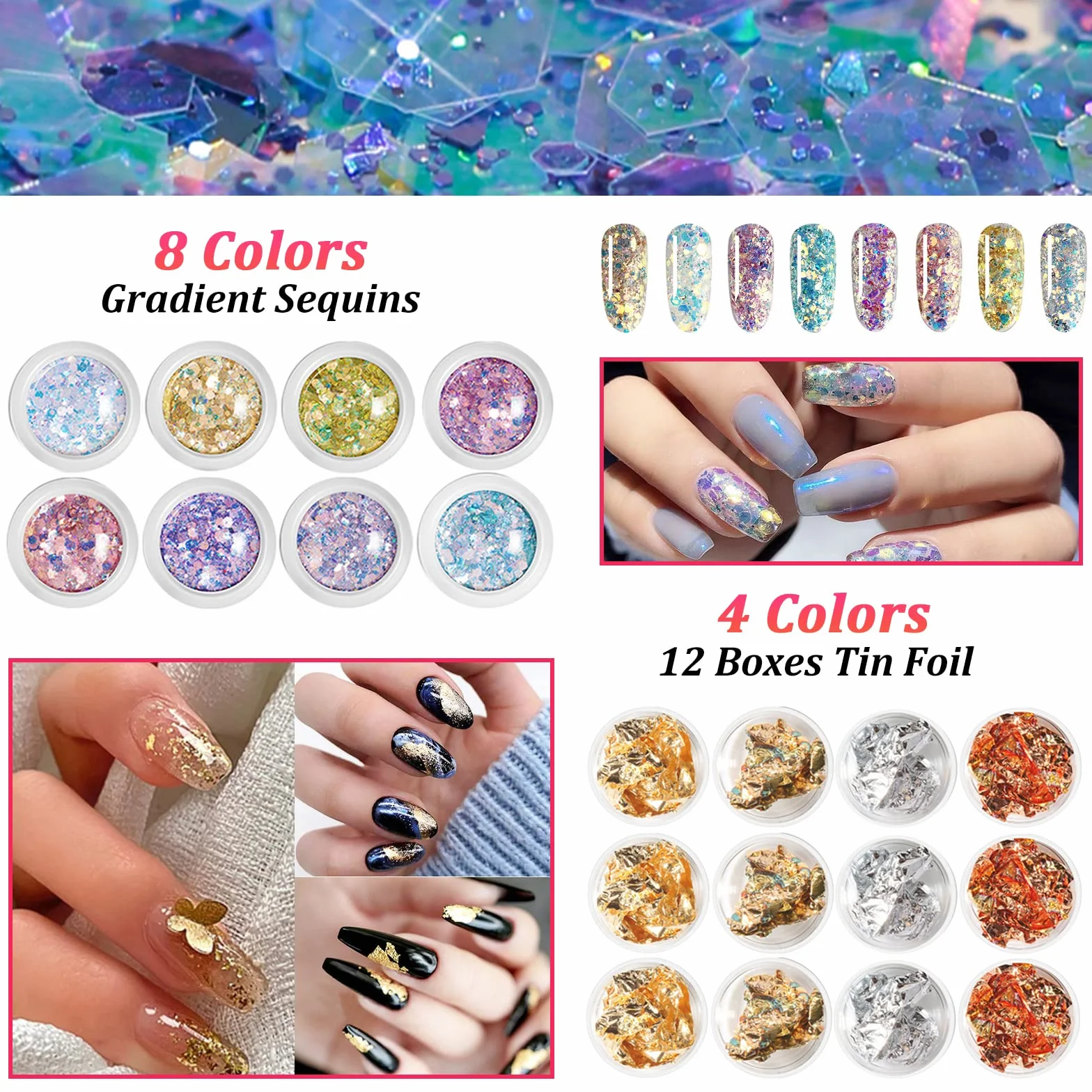 JOYBOY Kit de Nail Art 107pcs, Pinceau à Ongles avec 15 Peintures, Strass et Papier d'Aluminium