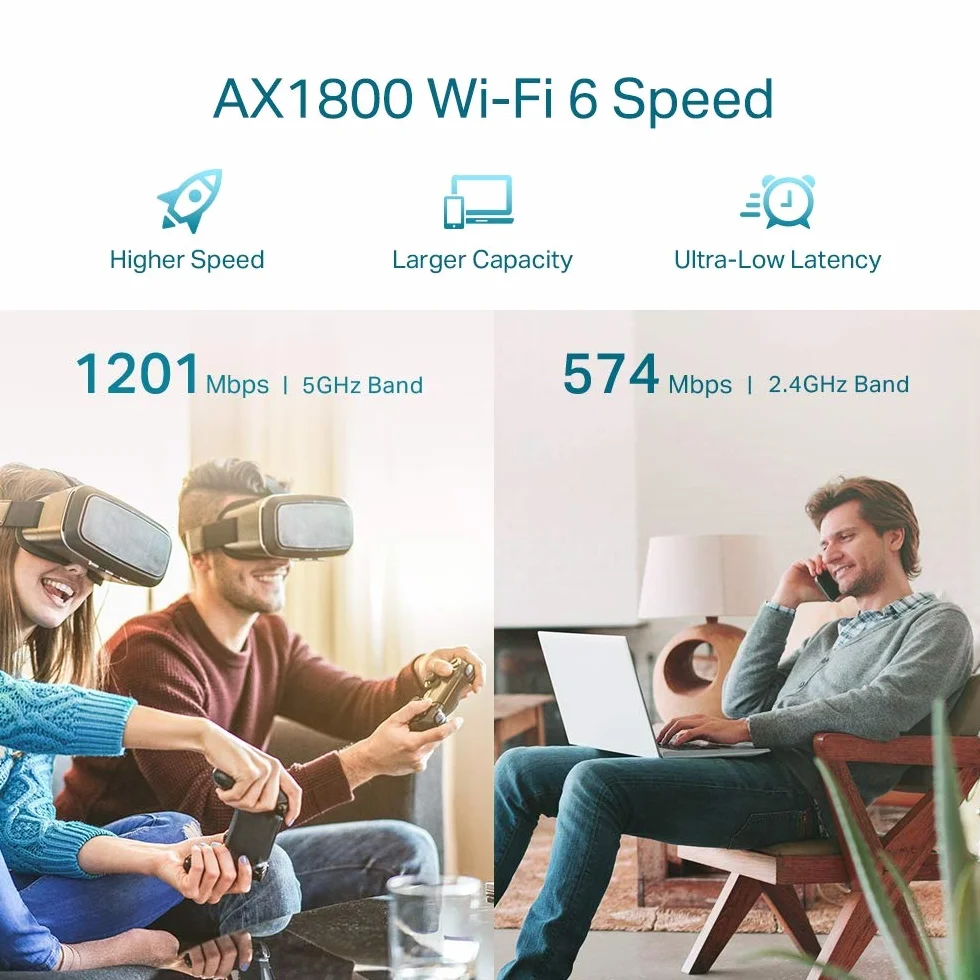TP-Link Répéteur WiFi 6 RE605X, Amplificateur WiFi AX1800 Mbps, Port Ethernet Gigabit, Repeteur WiFi Puissant, Compatible avec Les Box Internet, Profitez sans Changer Votre Box