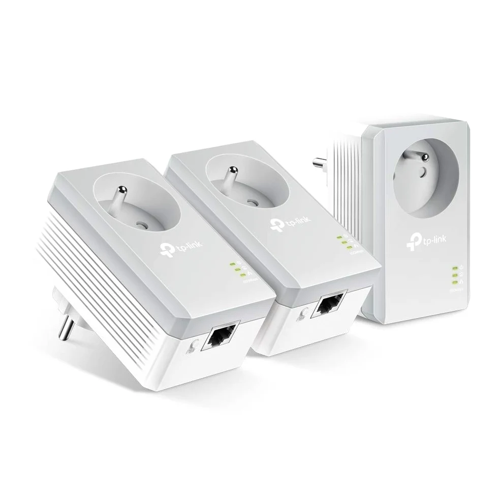 TP-Link TL-PA4015P TKIT CPL 600 Mbps avec Prise Intégrée et Ports Ethernet, Kit de 3, Compatible avec tous les Anciens Modèles et toutes les box internet