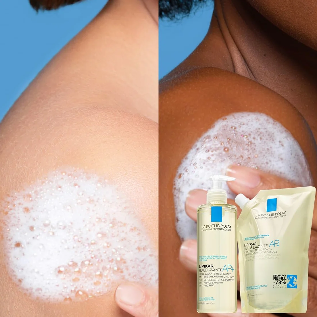 La Roche-Posay Lipikar Huile Lavante AP+ Recharge Huile de Douche Anti-irritation Peaux Sèches Atopique Eczéma Beurre de Karité Niacinamide