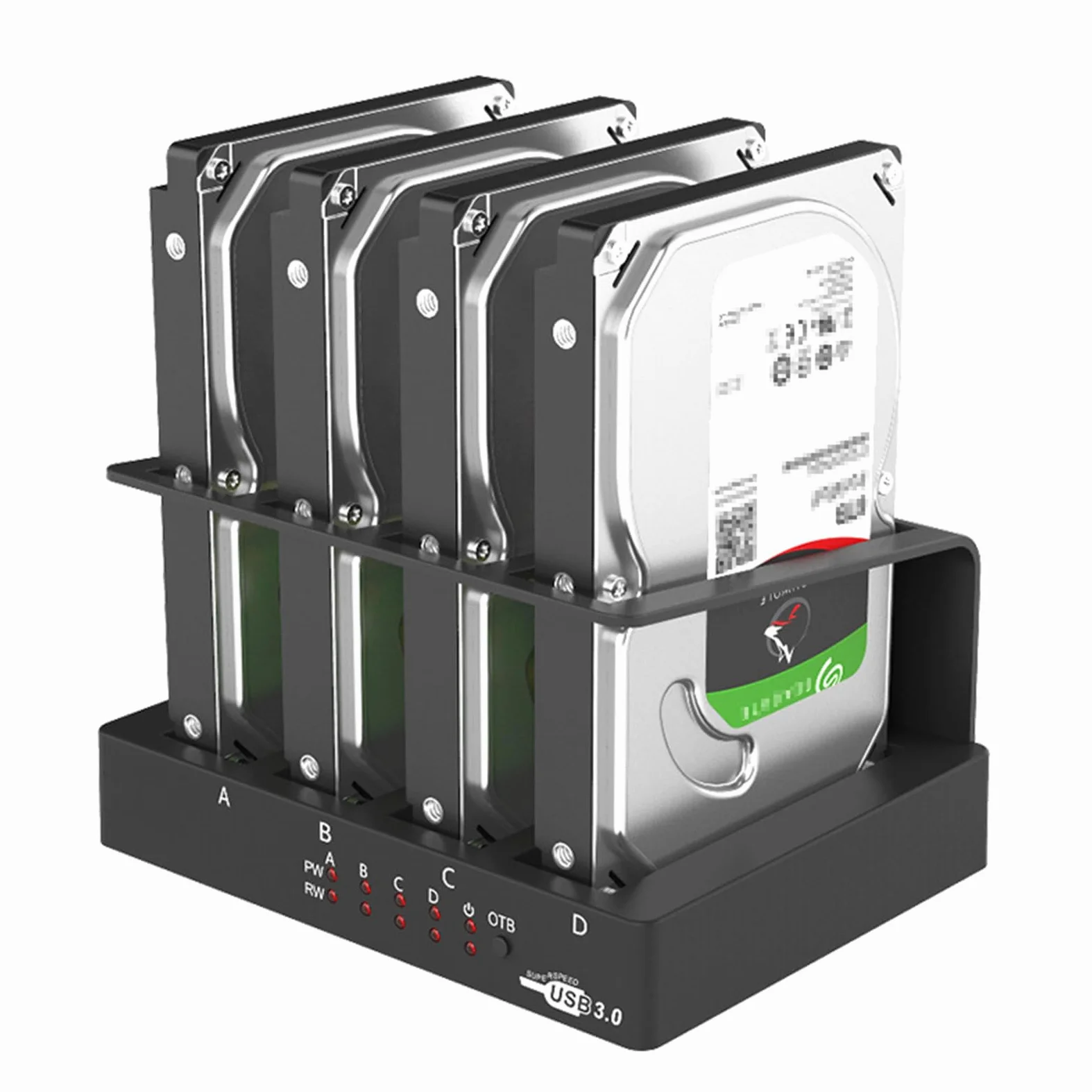 Boîtier de disque dur 4 baies Sata vers USB 3.0 externe multi-baies 2.5 et 3.5 pouces HDD SDD Station d'accueil boîtier de disque dur Multiplication