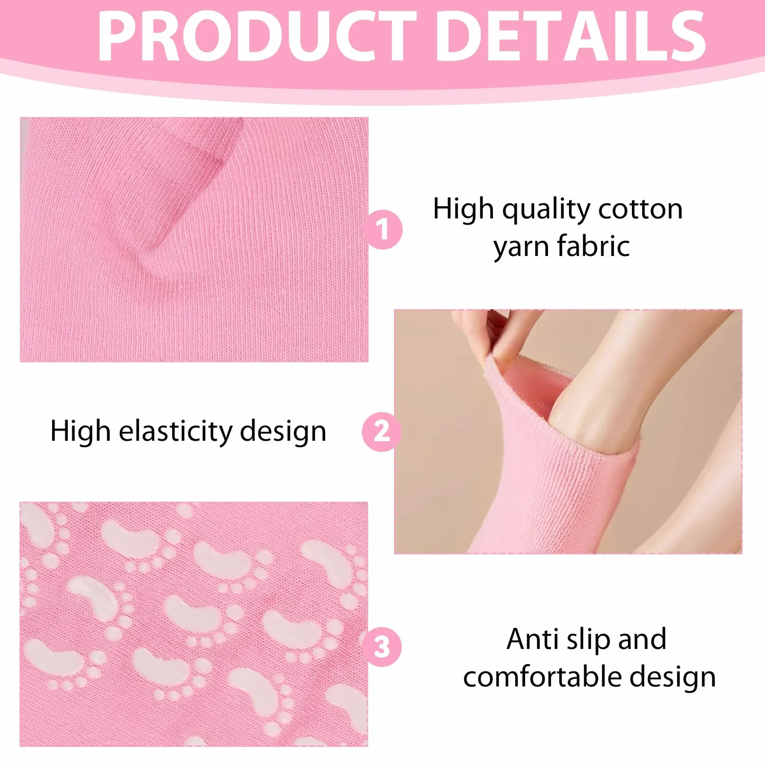 Chaussettes hydratantes silicone réutilisables Antidérapant Taille 34-37