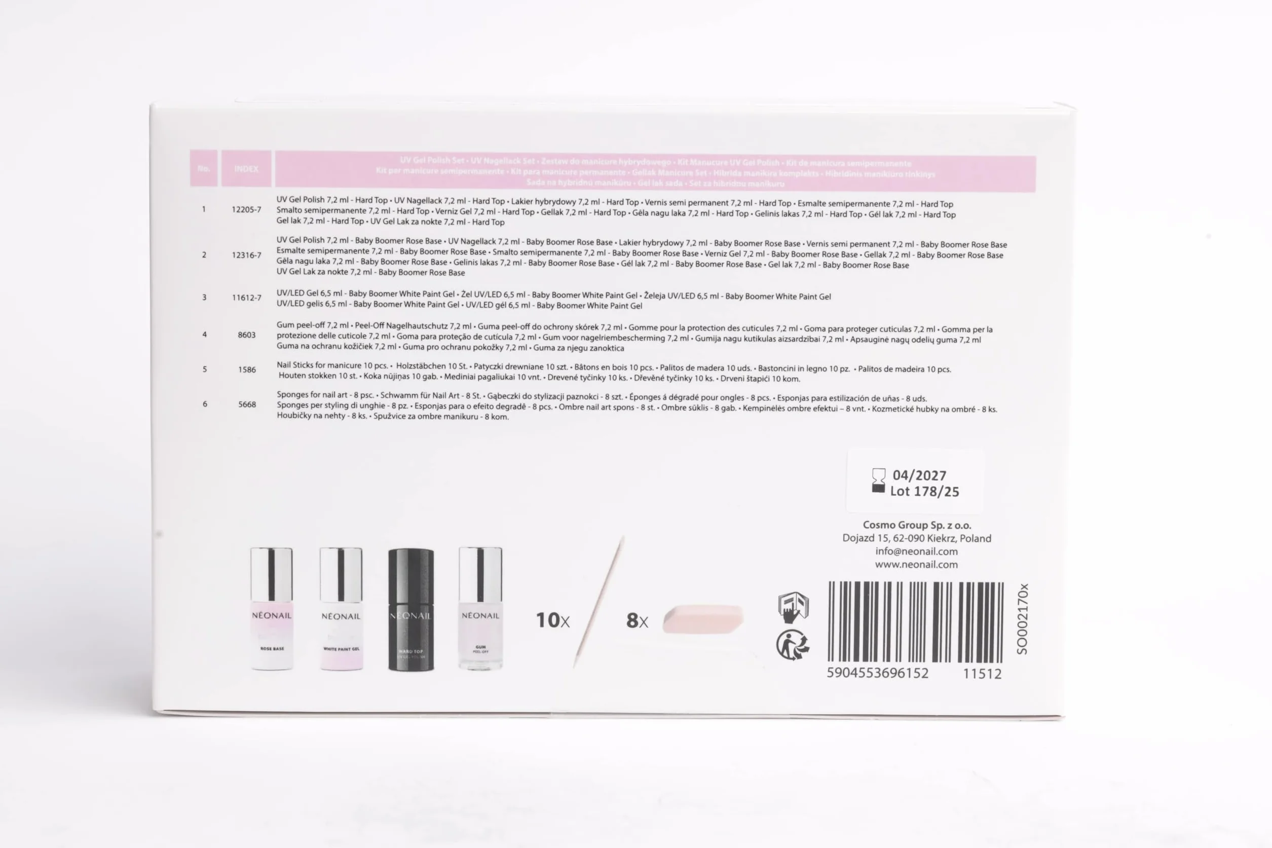 NÉONAIL Baby Boomer Set Rose – Kit manucure semi-permanente UV/LED effet dégradé avec base gel top coat accessoires
