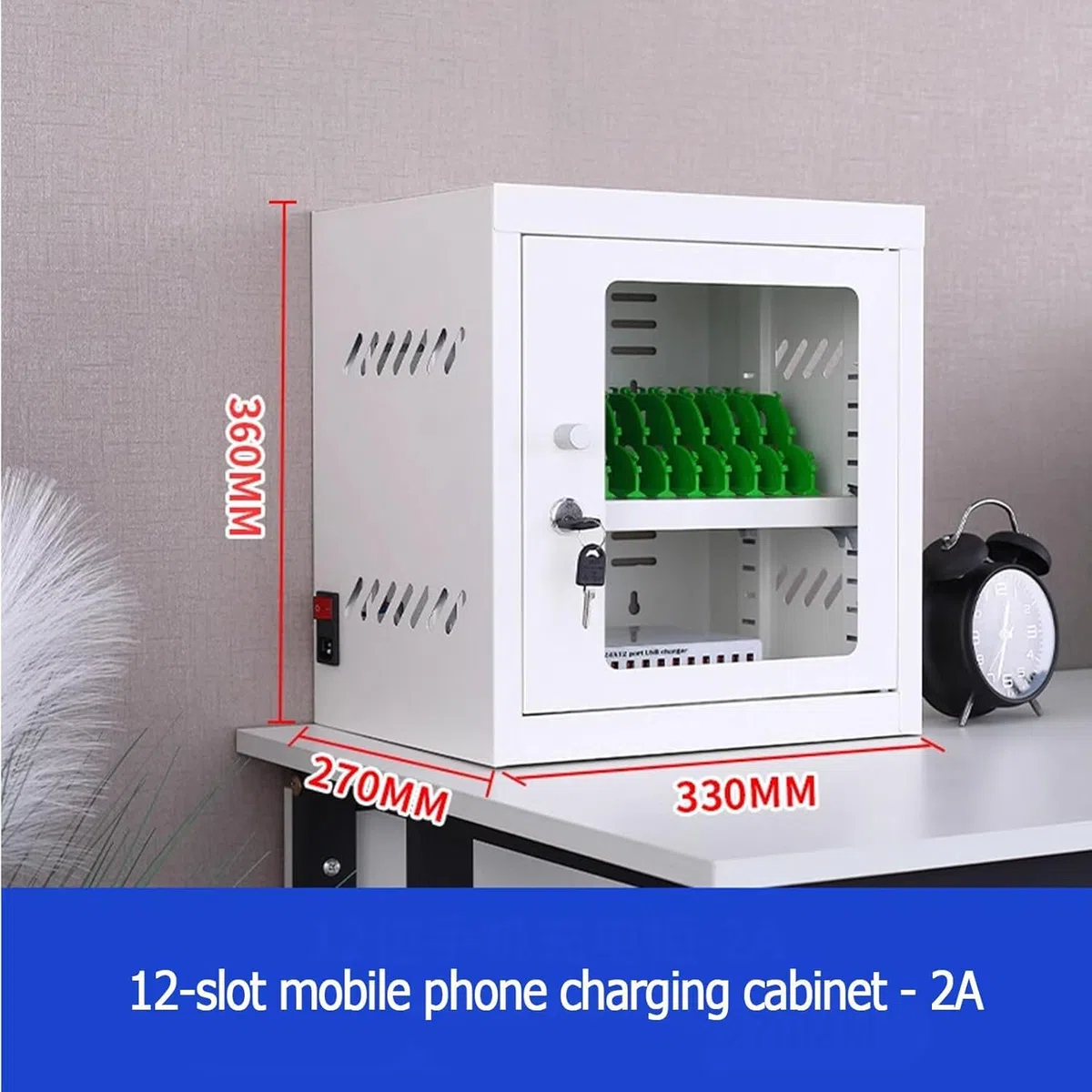 Boîte de Rangement Portable avec Station de Recharge USB et Compartiment de Rangement sécurisé(6​​Slots)