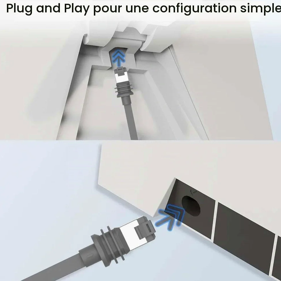 Elfcam - 30m Câble Ethernet Plat Cat 6A pour Starlink Gen 3 et Mini – 10Gbps, RJ45, IP68 Étanche, 9.2x3.2mm, Intérieur/Extérieur, Haute Vitesse et Flexible pour Installation Murale