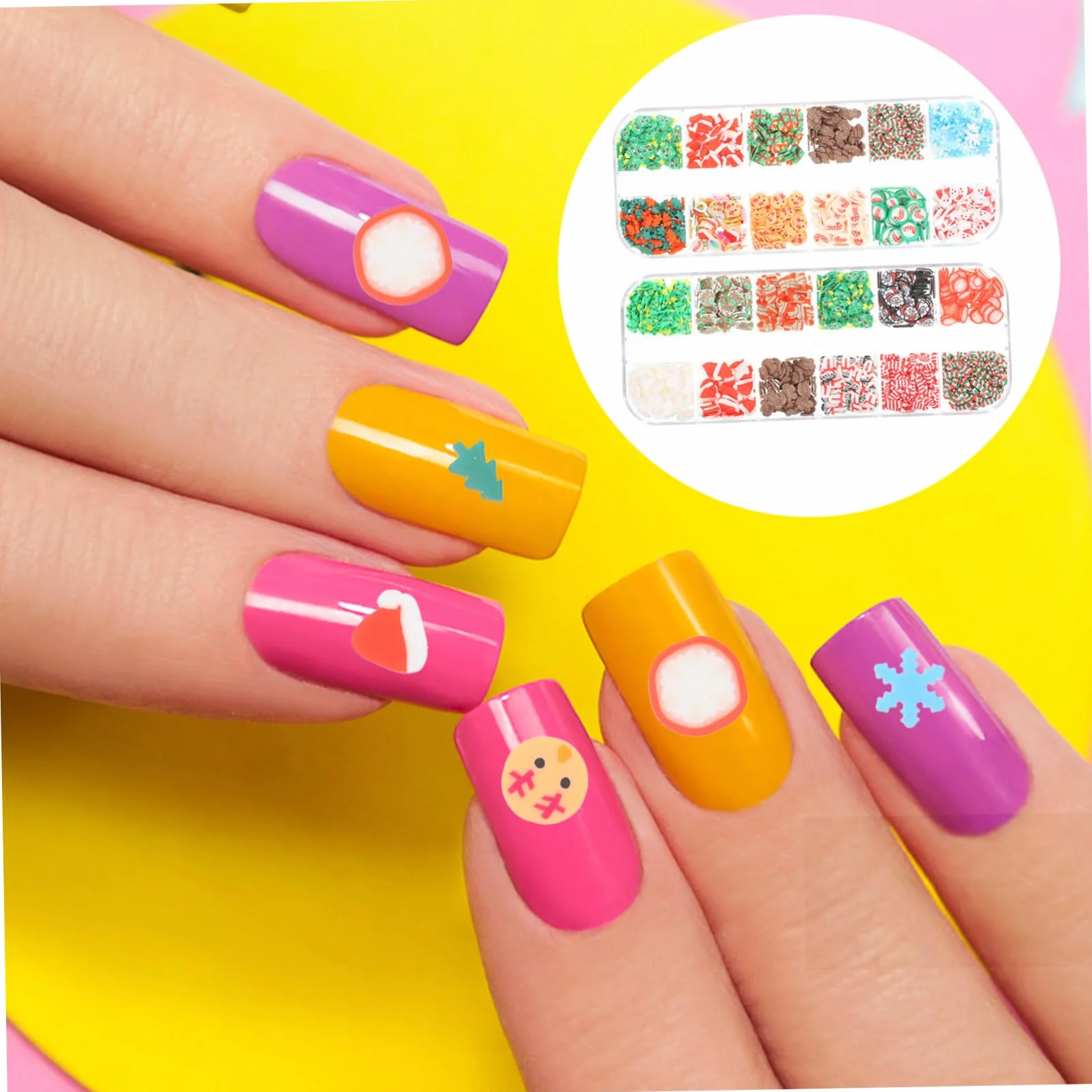 Boîtes Décorations Ongles Pâte Polymère Noël Accessoires DIY Festive Hivernale