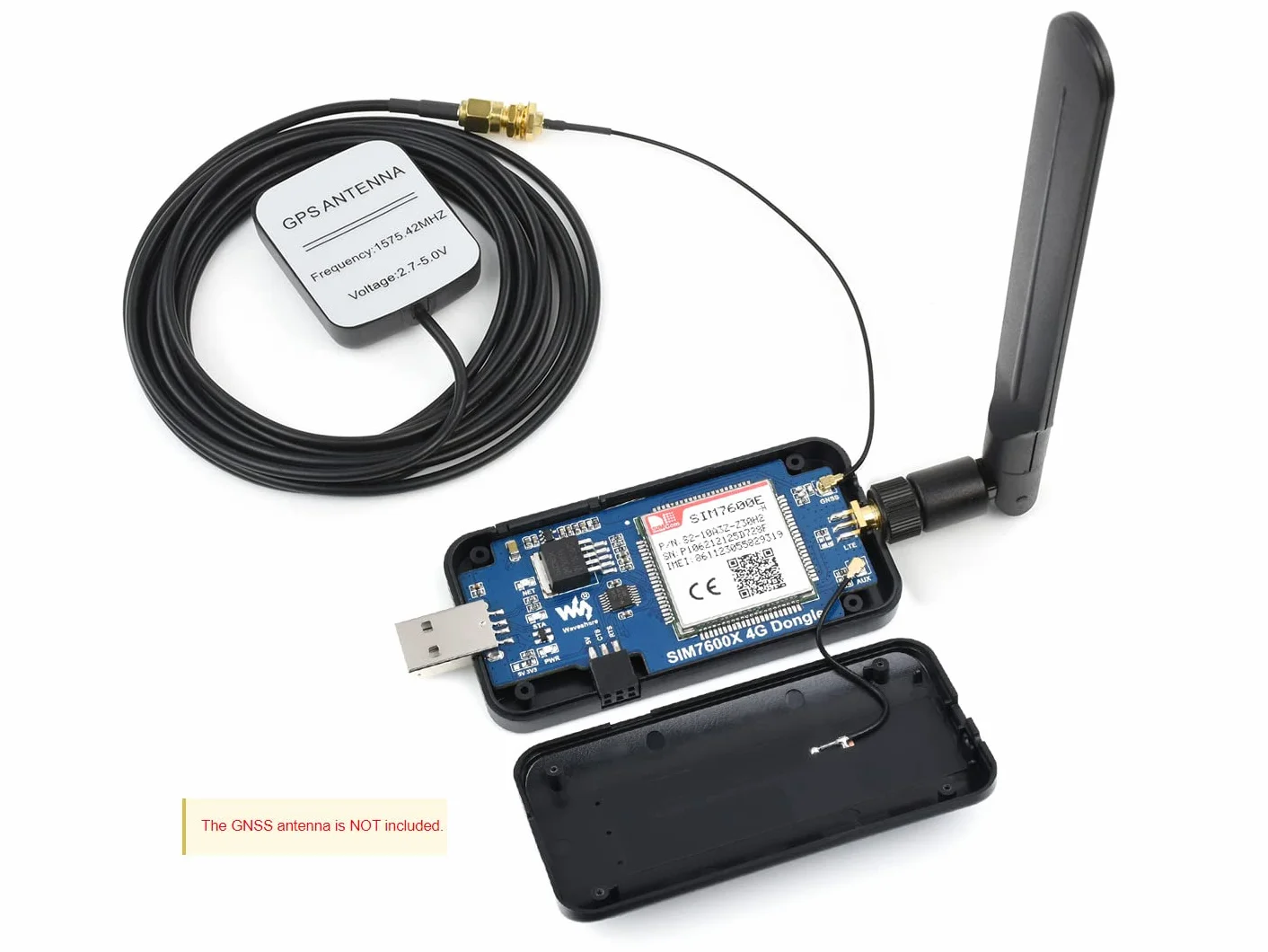 Waveshare SIM7600E-H 4G Dongle Antenna Industrial Grade GNSS Positioning Peripheral