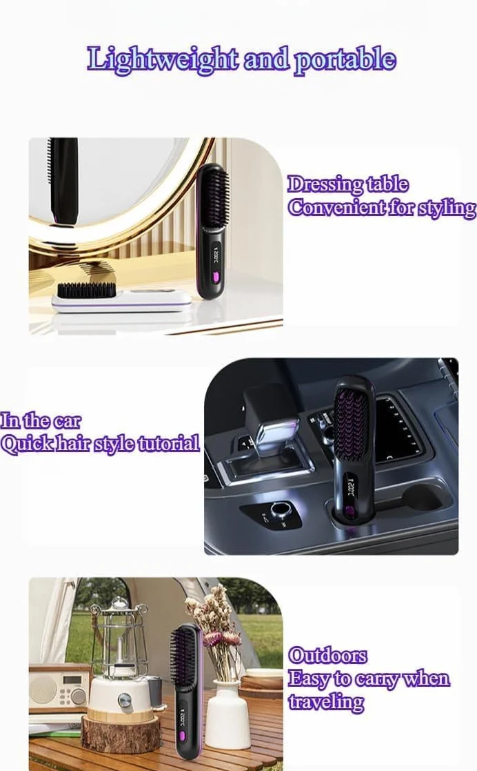 Cocoony Brosse Lissante Cheveux Courts Affichage LED Violet