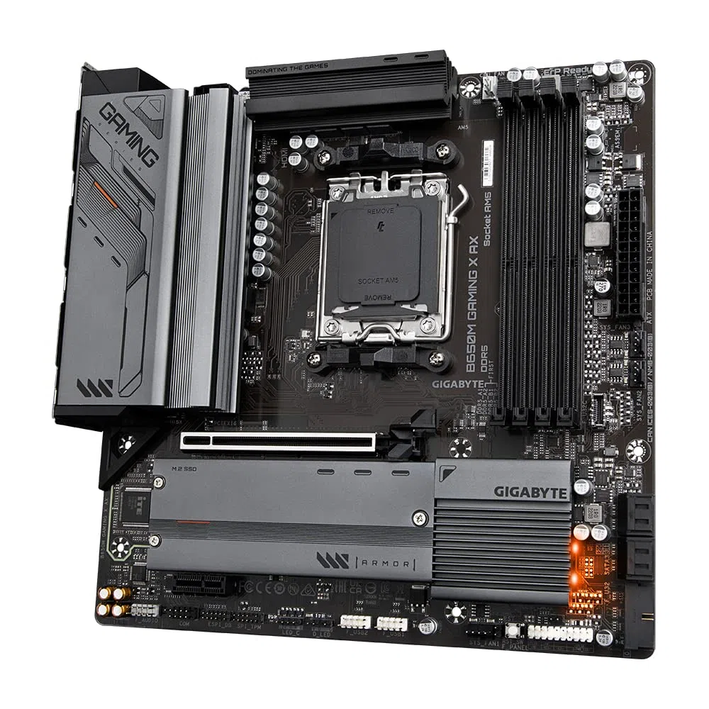 GIGABYTE B650M Gaming X AX Carte mère - AMD Ryzen série 9000, VRM 6+2+1 Phases, jusqu'à 8000 MHz DDR5 (OC), 2xPCIe 4.0 M.2, LAN 2,5 GbE, WiFi 6E, USB 3.2 Gen 2