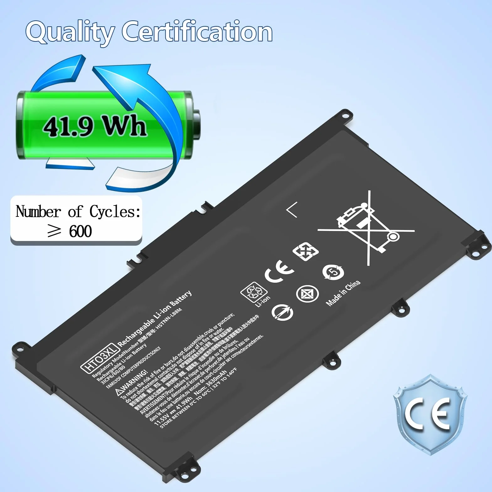 Batterie HP Pavilion 14-CE 15-CS 17-by HT03XL TF03XL 11.55V 3630mAh