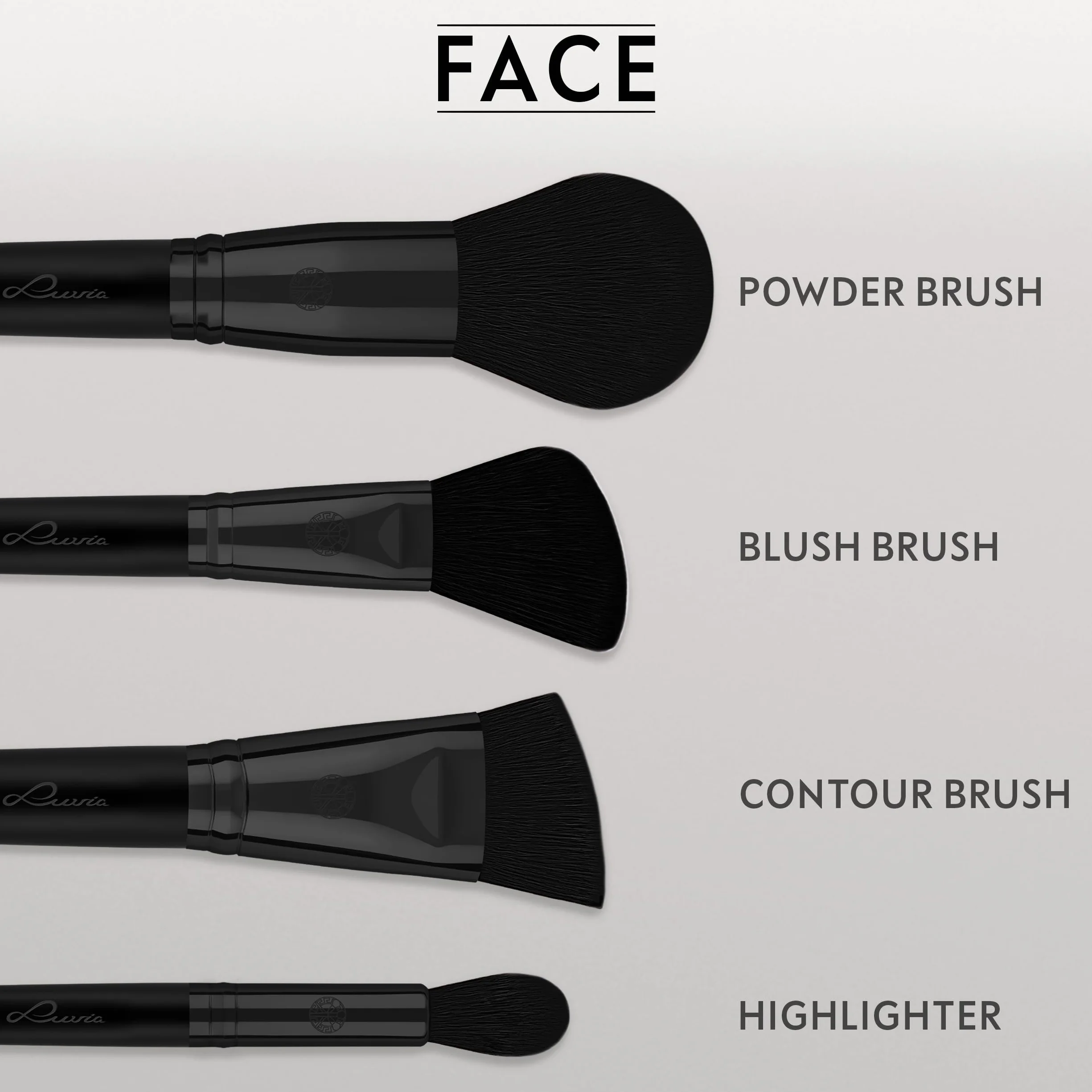 Set de pinceaux de maquillage Luvia Prime Vegan Pro - Noir, 12 pinceaux avec rangement, éponge Blender et tapis de nettoyage