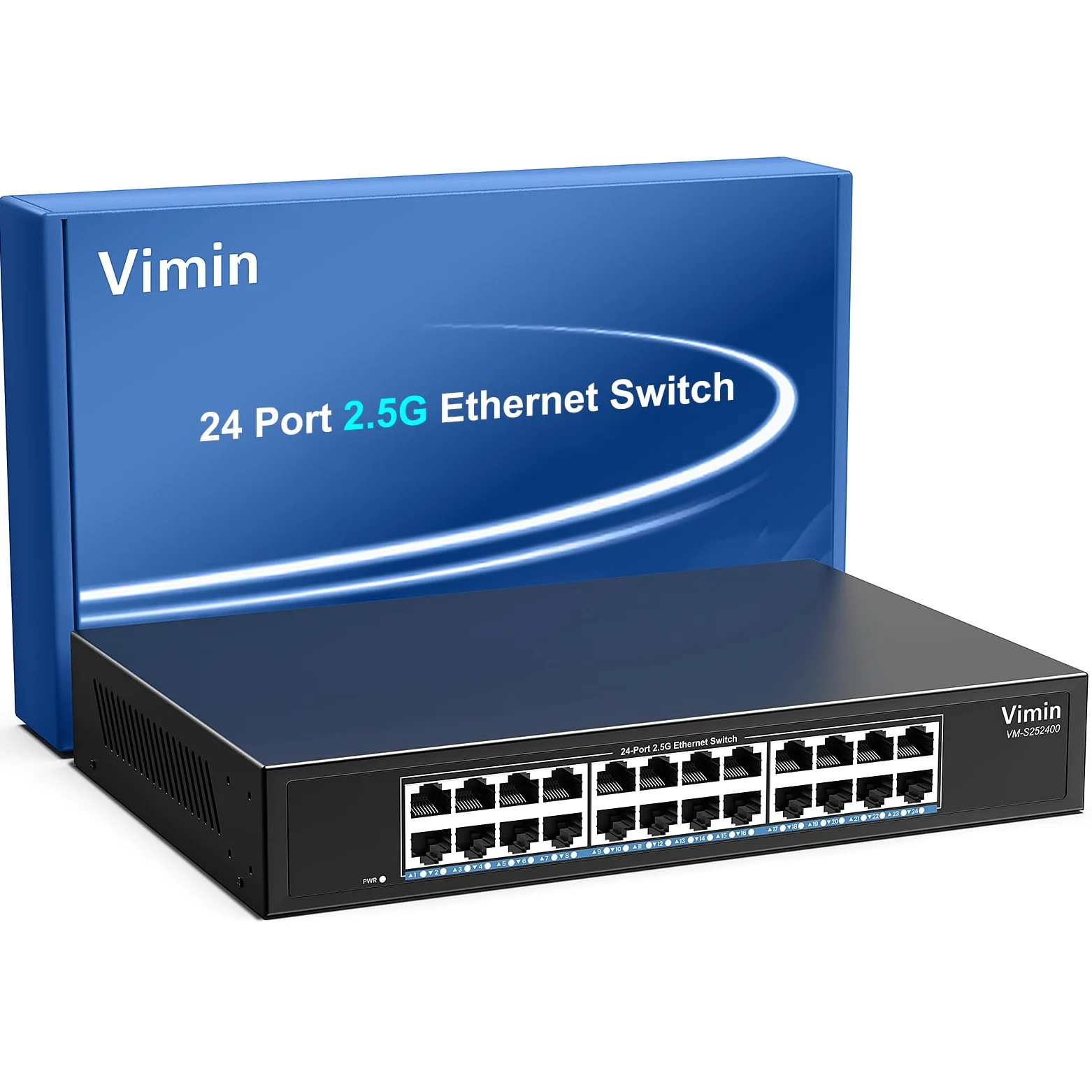 2,5Gb Switch 24 Port, Commutateur Ethernet 2,5G Non Géré, 24 Ports 2,5 Go Base-T Commutateur RéSeau Plug & Play, 2,5 Gigabit Switch Compatible avec 10/100/1000/2500 Mbps
