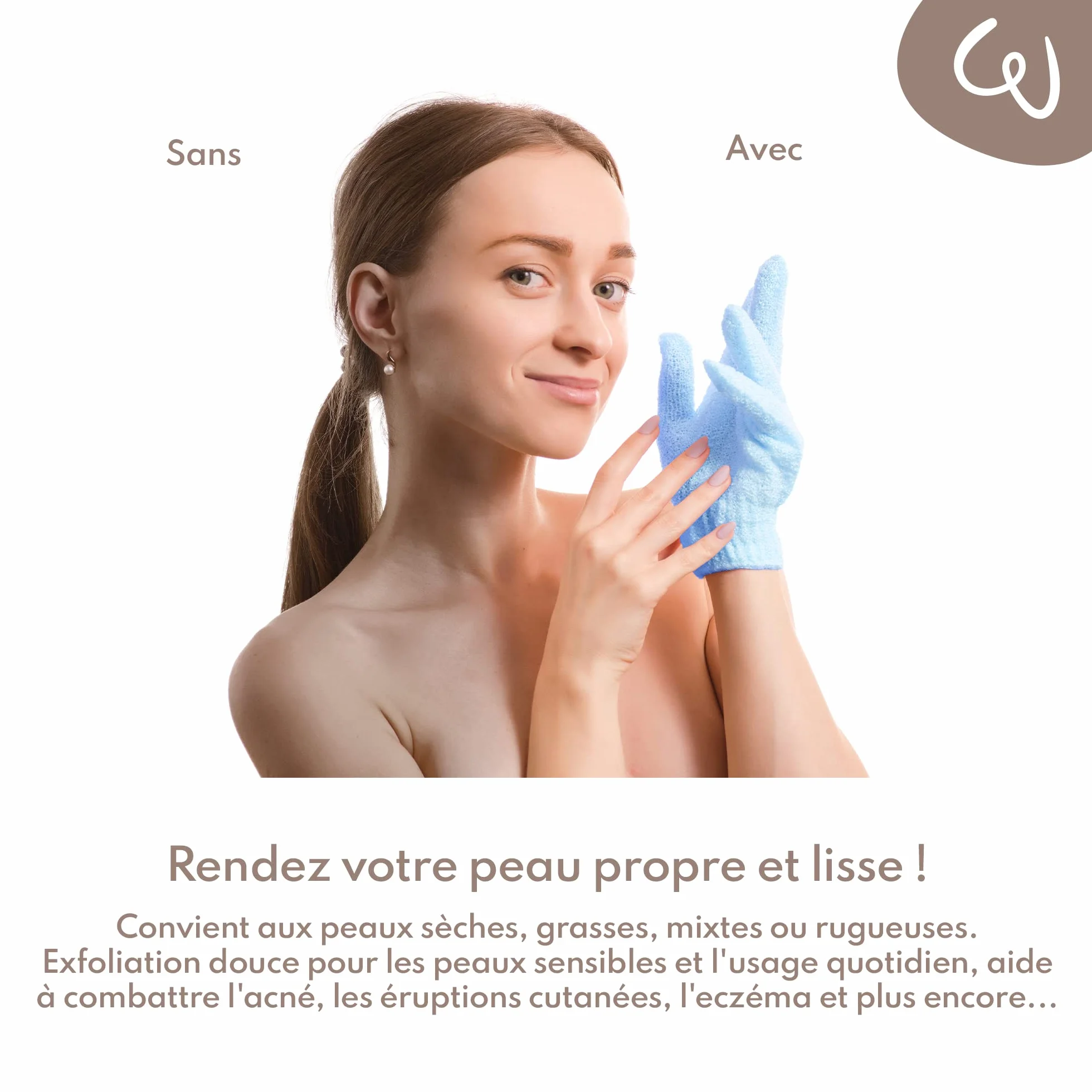 Gants Exfoliants Corps WE COSMETIC Gommage Gant Crin Toilette Adulte Medium Exfoliation