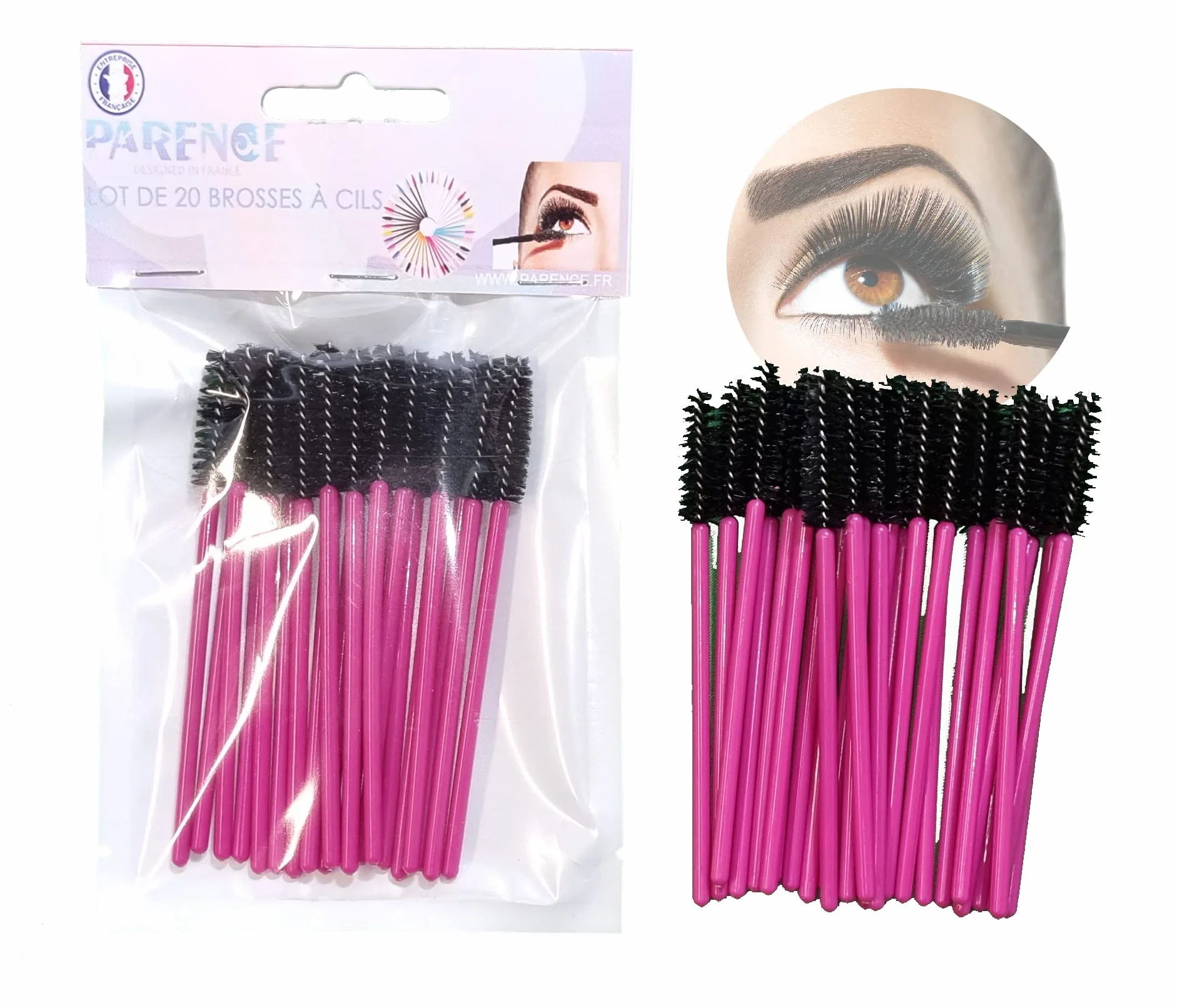 PARENCE 20 PCS Brosses à Cils semi-réutilisable lavable en fibre douce siliconé