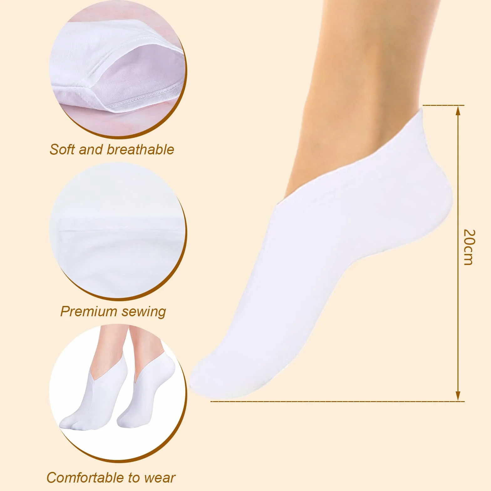 Scettar Lot de 7 paires Chaussettes Hydratantes Antidérapantes Gel Spa Pieds - Chaussettes Coton Femmes Hommes - Soin Callosités Pieds Secs