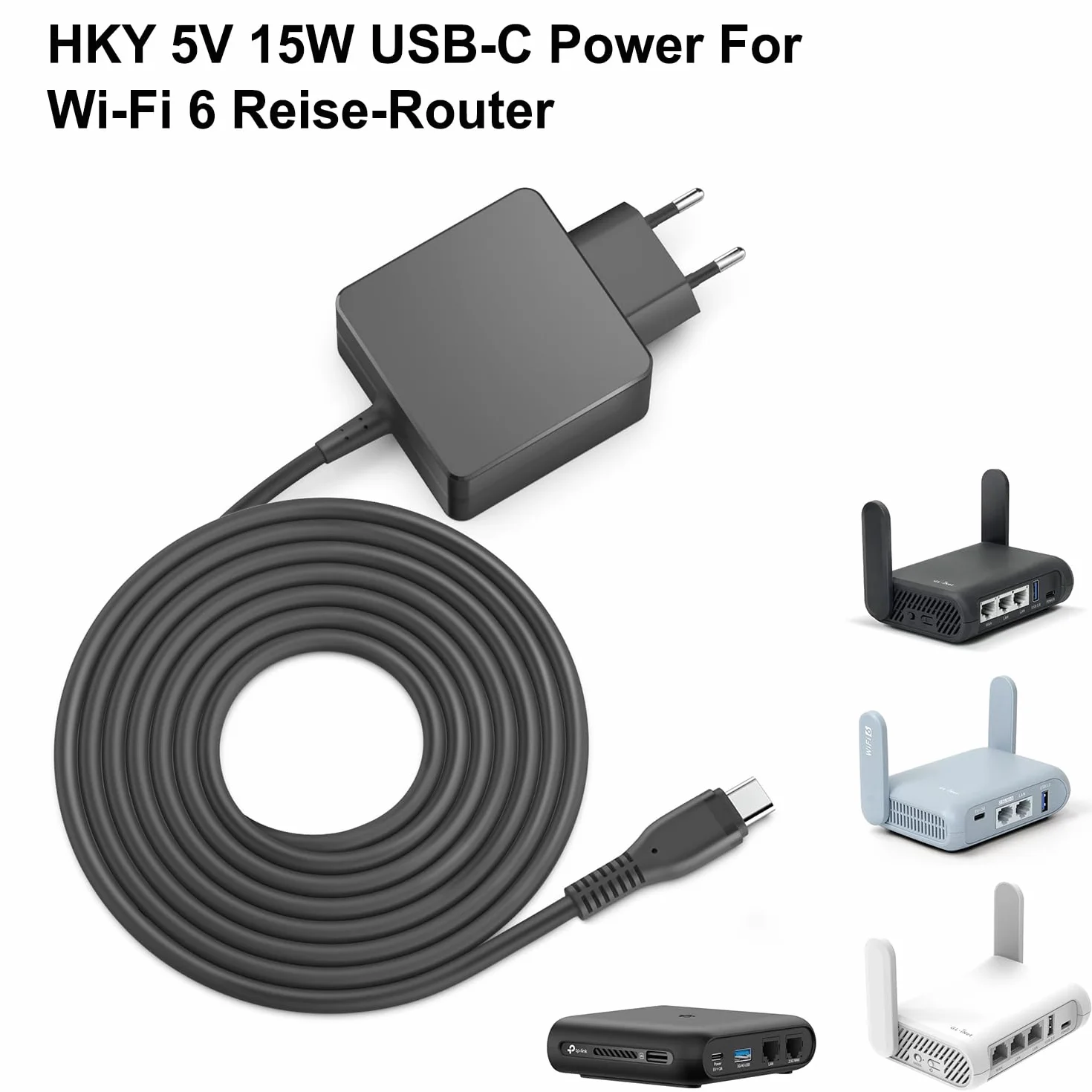 GL.iNet GL-SFT1200 GL-AR300M16-Ext GL-AR300M16 Chargeur USB C 5V 2A 3A Alimentation pour Raspberry Pi 4 Model B Routeur Wi-Fi 6 Voyage TL-WR3002X