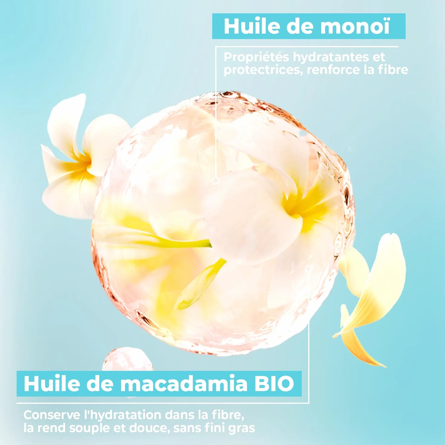 Shampoing sans Sulfate Monoï & Macadamia BIO Cheveux Secs Abimés Vegan 250 ml