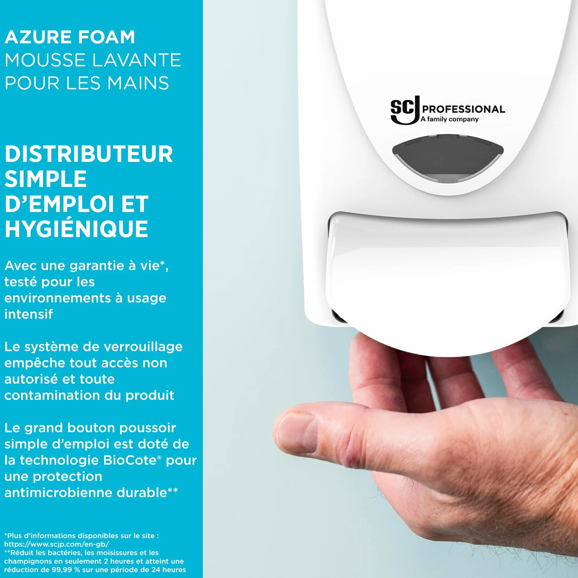 SC Johnson Professional Azure Foam Kit de Démarrage – Distributeur Mural de Savon pour Les Mains – Nettoyant moussant – 1 Distributeur + 1 Recharge (1 Litre)
