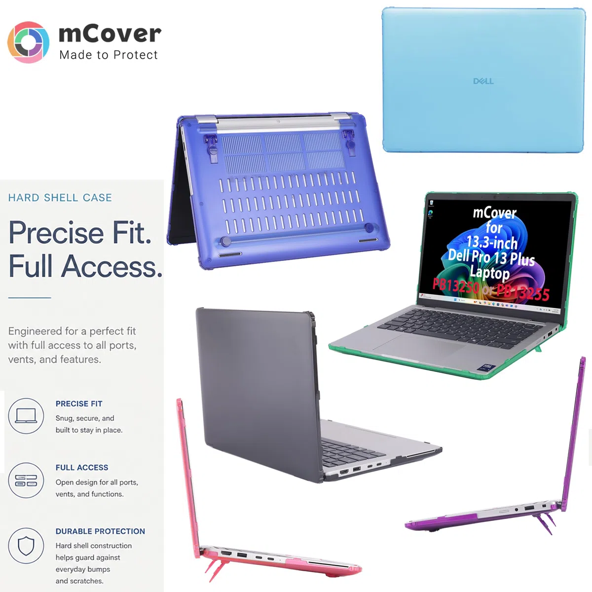 mCover Housse uniquement compatible pour 13,3" Dell Pro 13 Plus PB13250 PB13255 à charnière ou PC Windows 2-en-1 (2025-2026) (ne convient pas pour tout autre modèle Dell) - Transparent