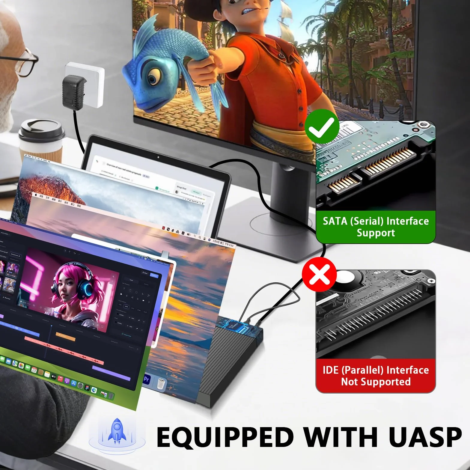 Boîtier Disque Dur 3.5 Adaptateur SATA USB 3.0 UASP pour SSD HDD