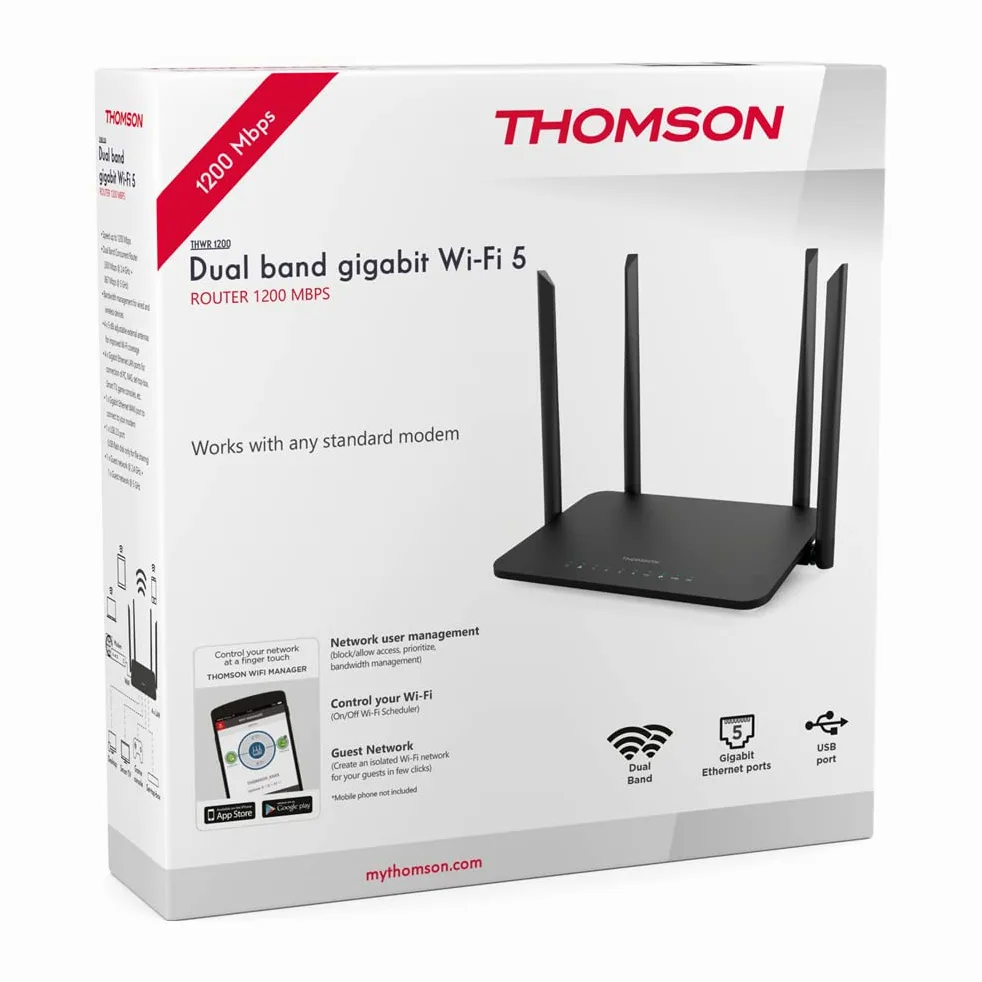 ROUTEUR DUAL BAND 1200 GIGABIT WI-FI 5 1200 Mbps THWR 1200