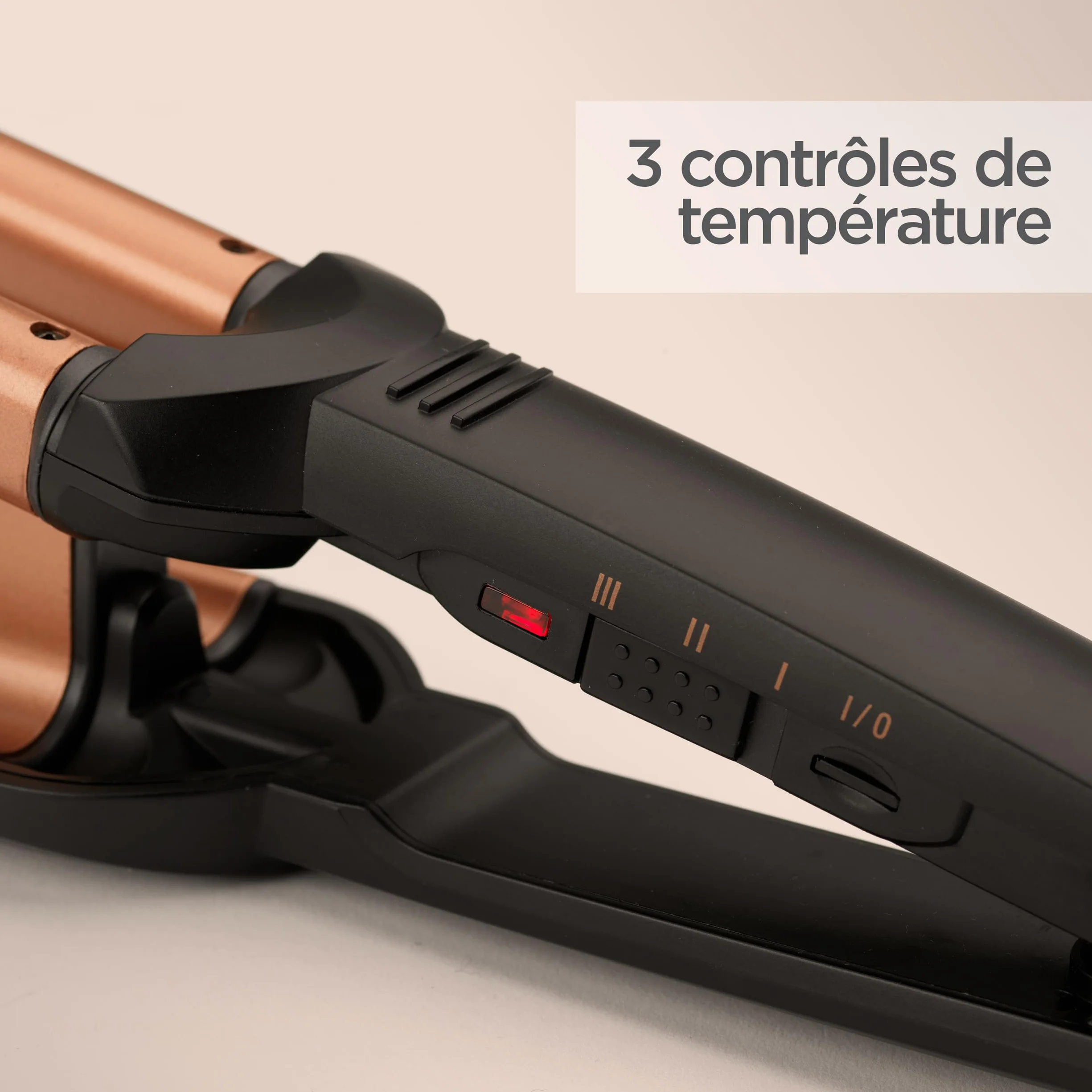 BaByliss Deep Waves W2447E Cylindre céramique 3 températures 160-200°C Ondulations sans frisottis Noir Doré