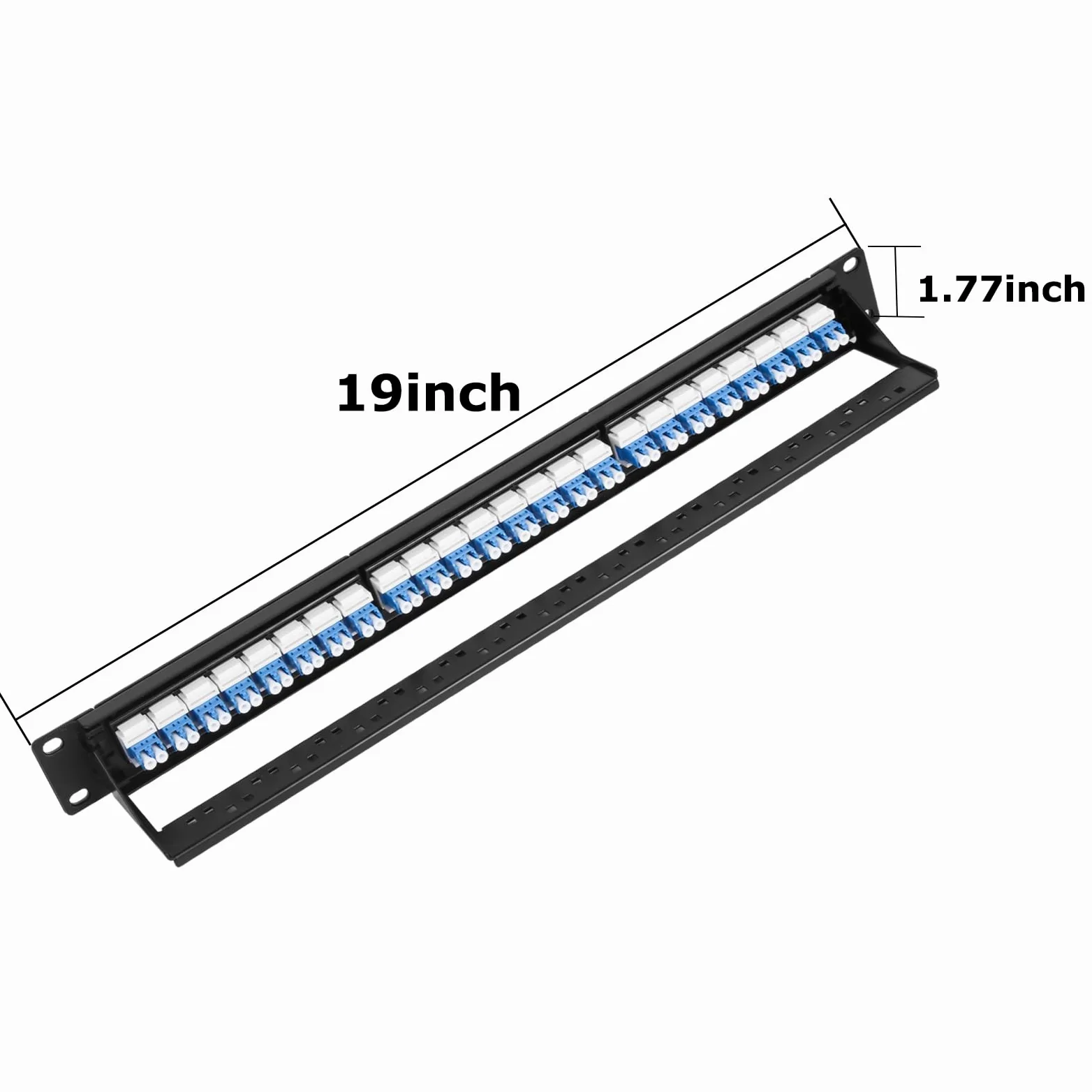 Panneau de brassage en fibre optique 1U avec 24 adaptateurs de fibre optique monomode LC OS2, coupleurs Keystone Jack modulaire avec clé en ligne blanche, connecteurs monomode pour racks