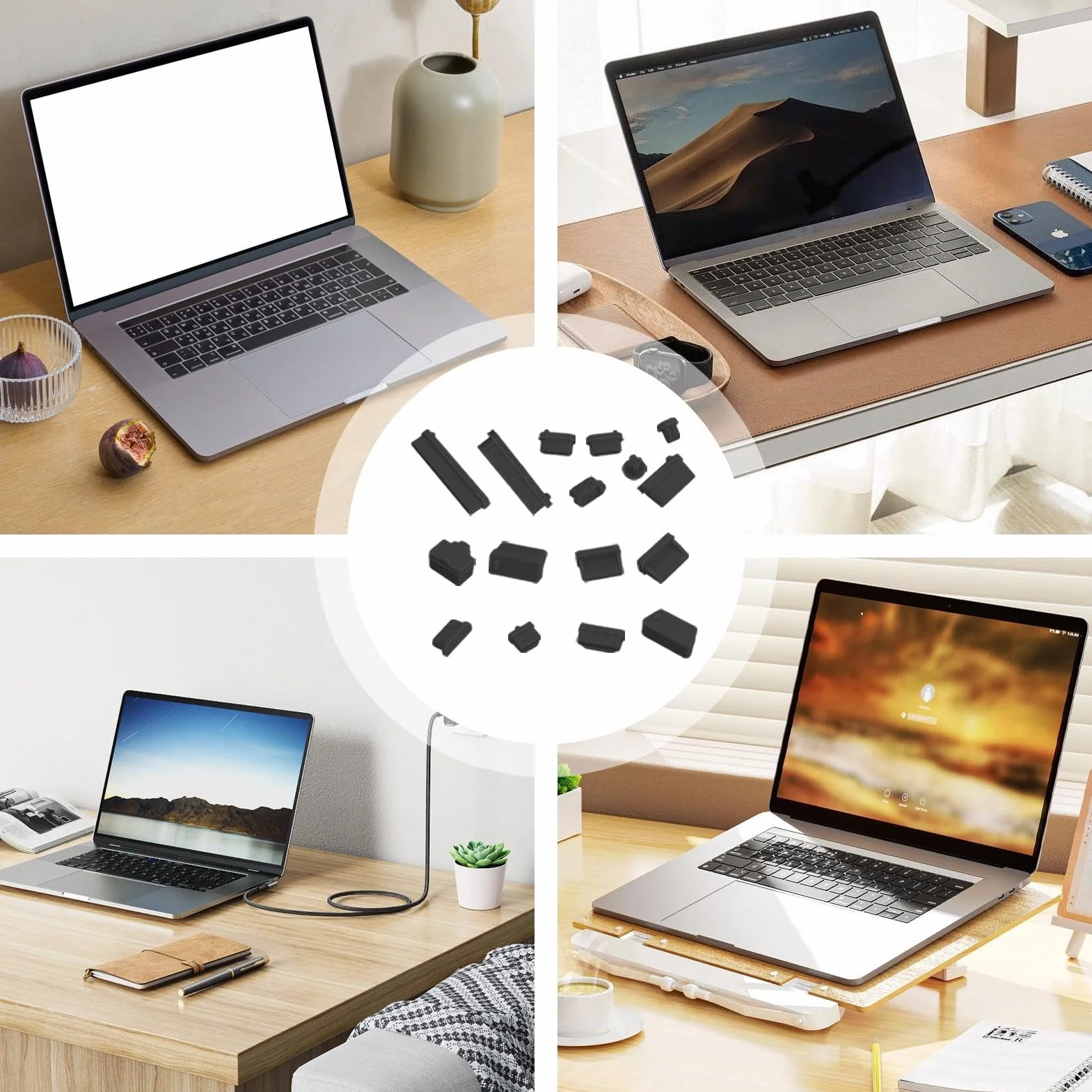 Bouchons anti-poussière USB C 16 pièces pour PC port