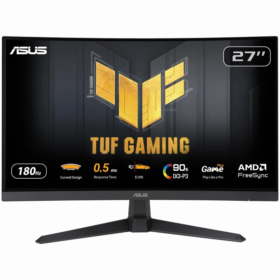 ASUS Moniteur de Jeu TUF Gaming VG27WQ3B – 27 Pouces QHD, incurvé, 180 Hz, ELMB, FreeSync, 1 ms GTG (0,5 ms), 90 purcent DCI-P3, HDR, DisplayWidget Center