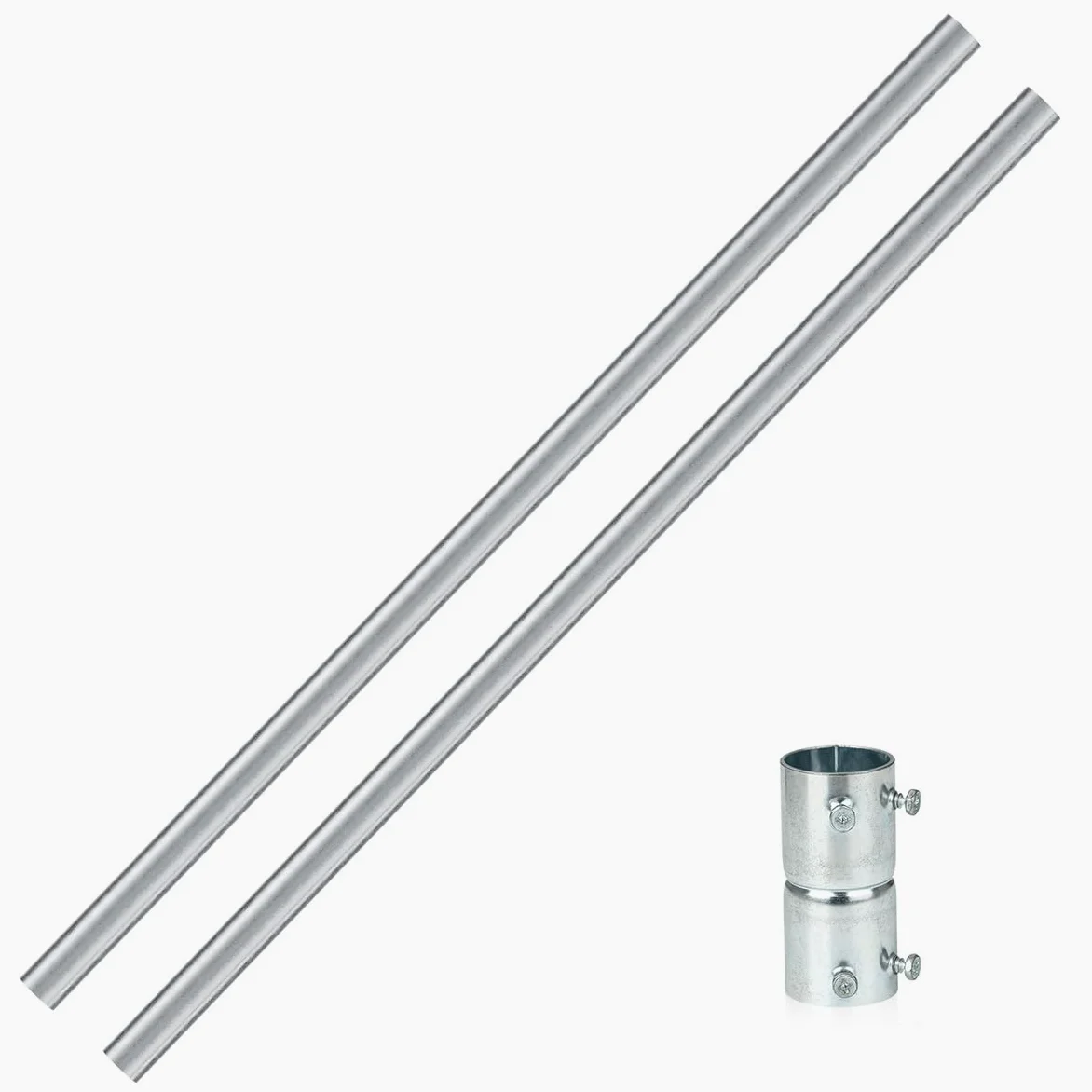Lot de 2 rallonges de mât d'antenne de 0,9 m avec coupleur, diamètre extérieur 3,2 cm | Assemblage de 1,8 m, en acier galvanisé robuste, pour amplificateur de signal de station météo
