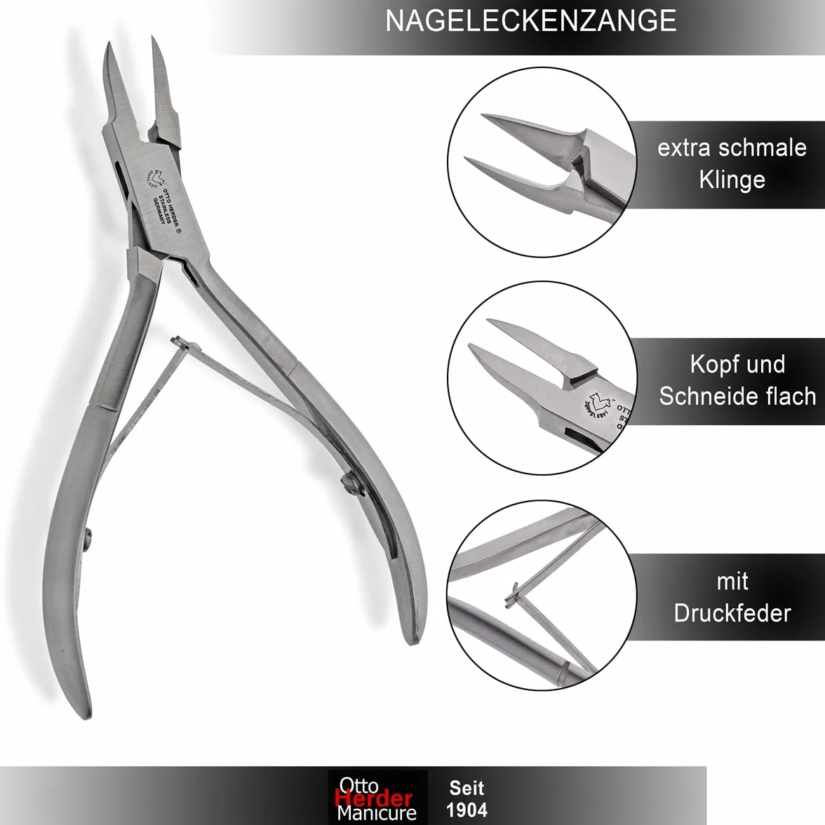OTTO HERDER Pince à ongles pointue 11,2 cm pour ongles incarnés