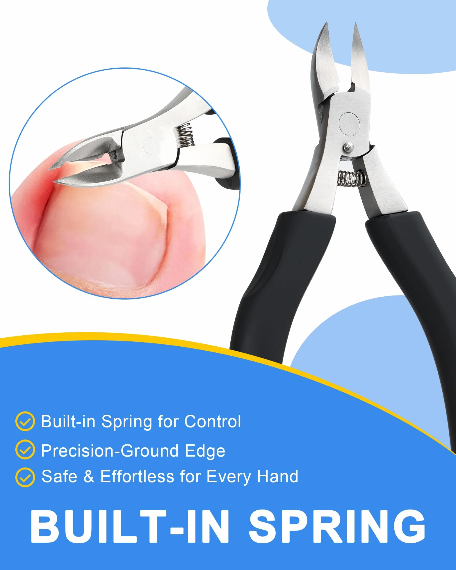 Pince à Ongles Acier Inoxydable, Coupe Ongle Professionnel, Poignée Antidérapante, pour Ongles Incarnés