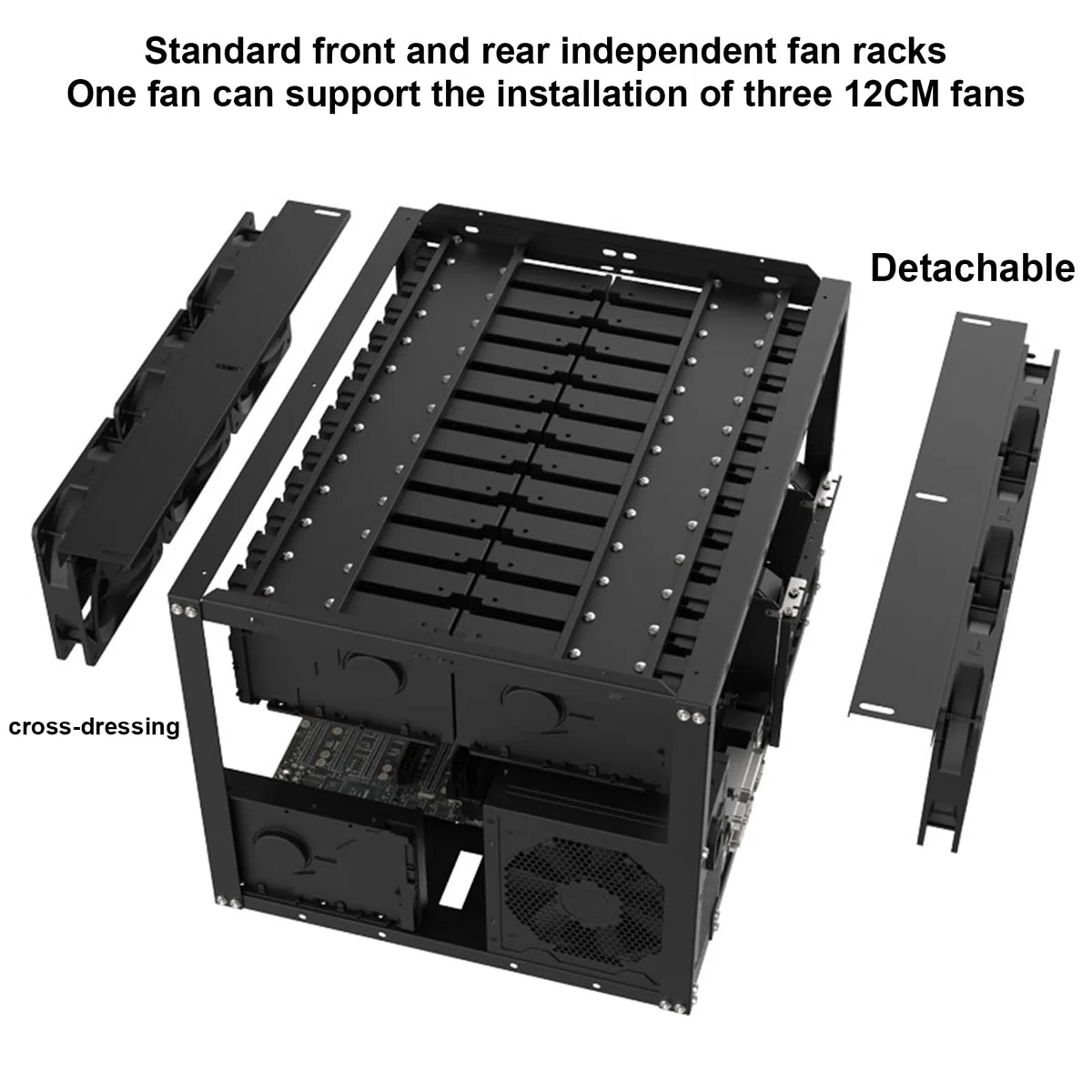 Boîtier de disque dur empilable – Boîtier à cadre ouvert, stockage 24 baies, prise en charge de la carte mère EATX | Rack métallique modulaire pour serveurs NAS, sauvegarde de données et projets d'ass